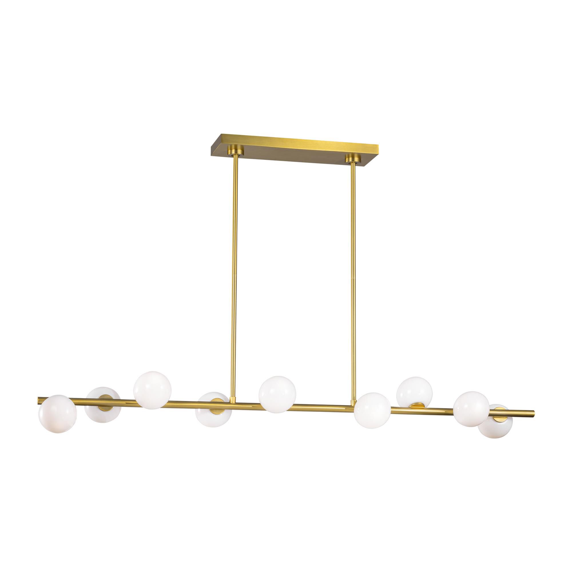 Shown in Burnished Brass finish and Milk glass