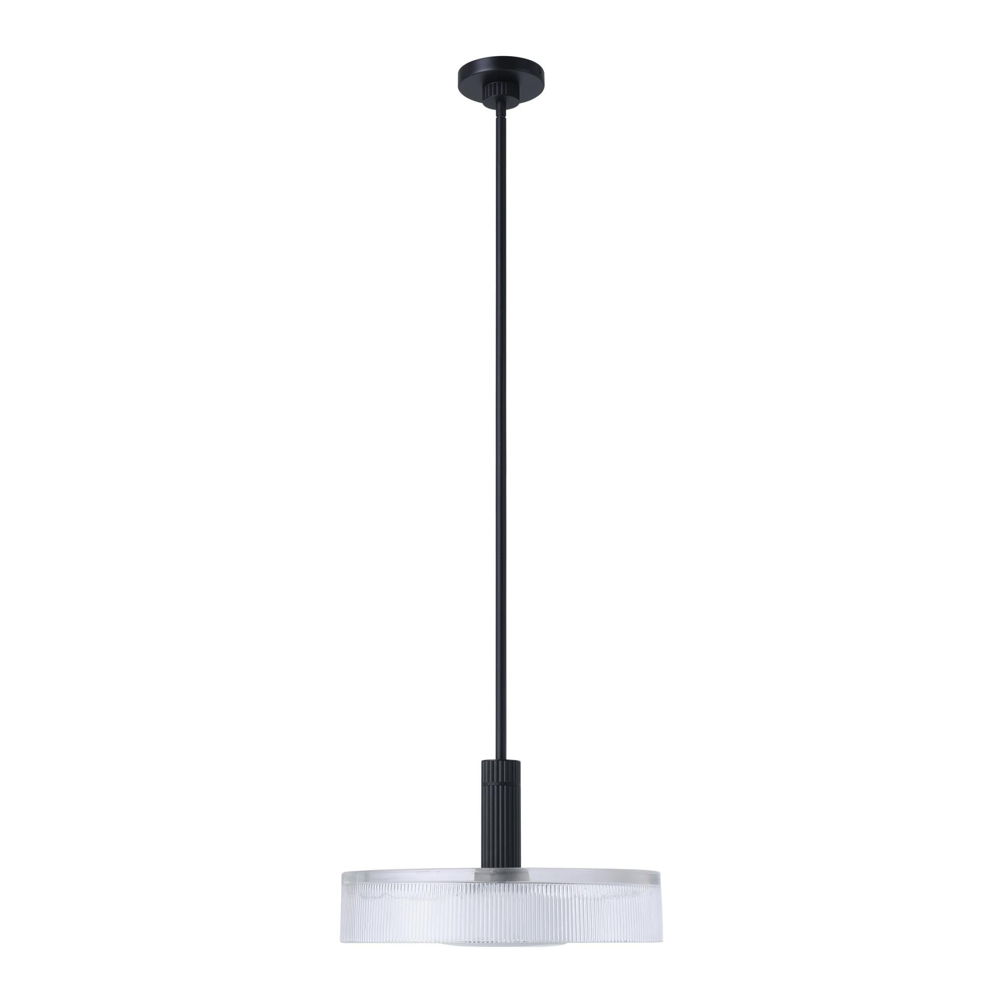 Shown in Matte Black finish and Clear Ribbed, Opal glass