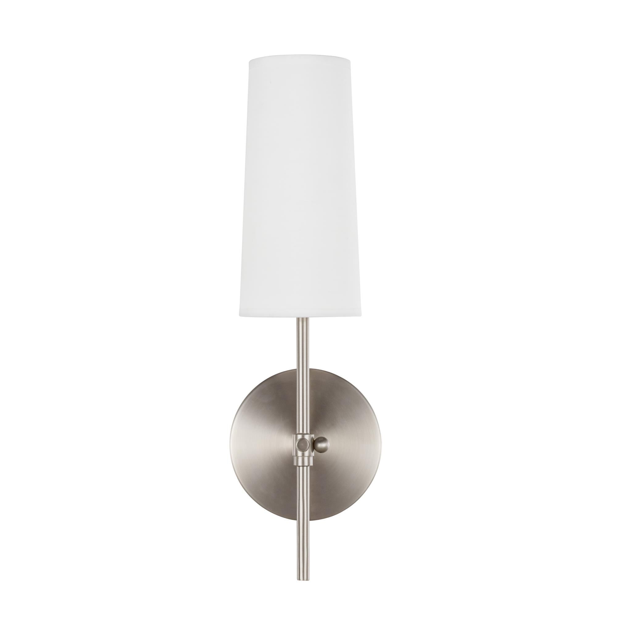 Shown in Burnished Nickel finish and White Fabric shade