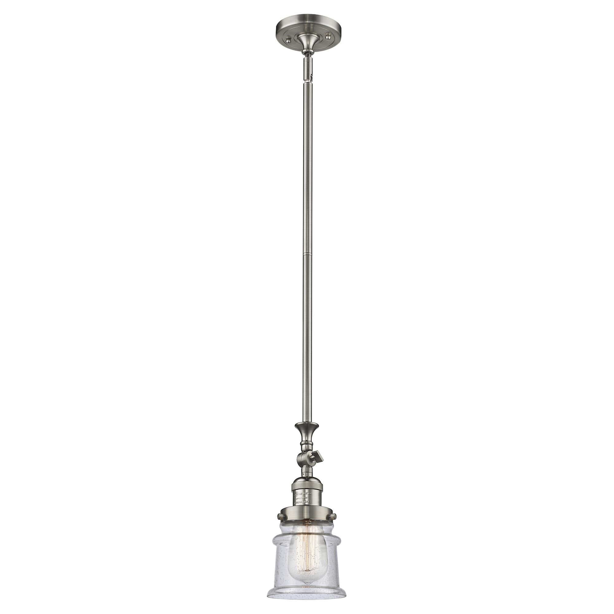 Shown in Brushed Satin Nickel finish and Seedy glass