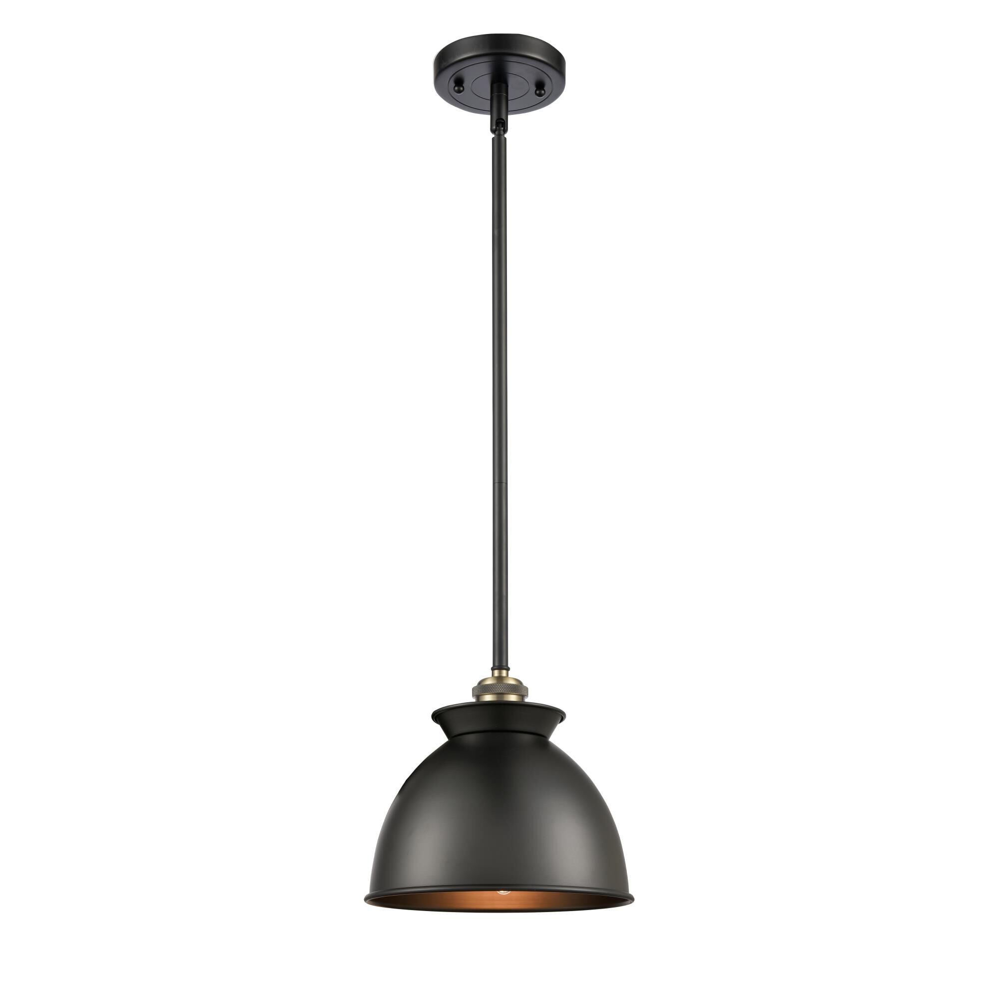 Shown in Black Antique Brass finish and Dome glass and Metal shade