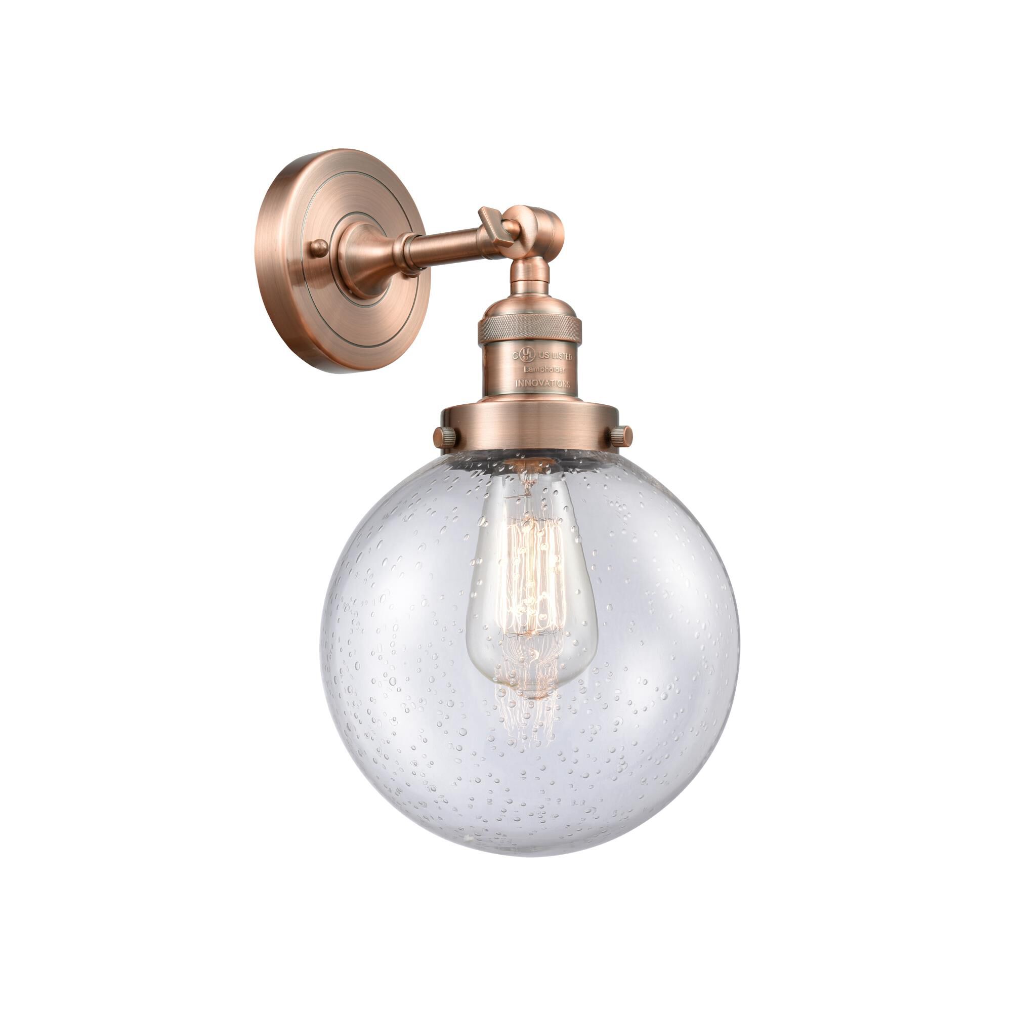 Shown in Antique Copper finish and Seedy glass and No Accent accent