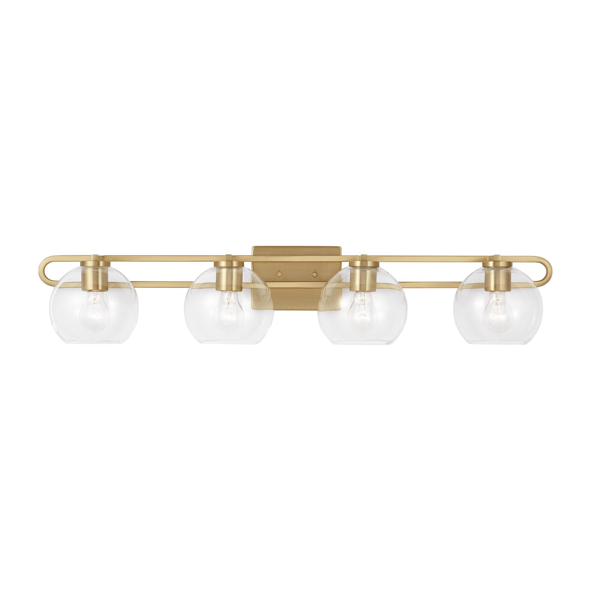 Shown in Satin Brass finish and Clear glass and Clear Glass s shade