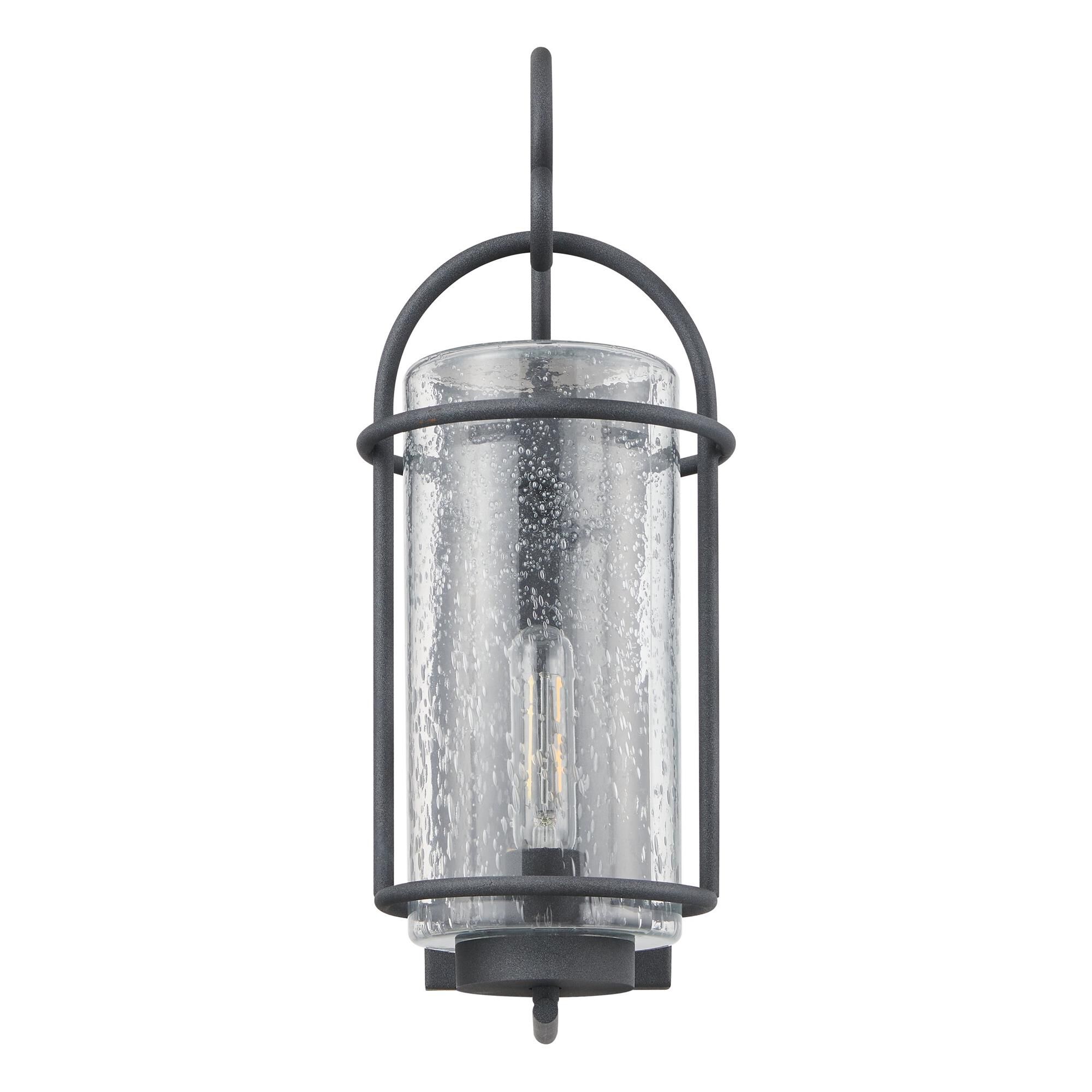 Shown in Weathered Zinc finish and Clear Seeded glass
