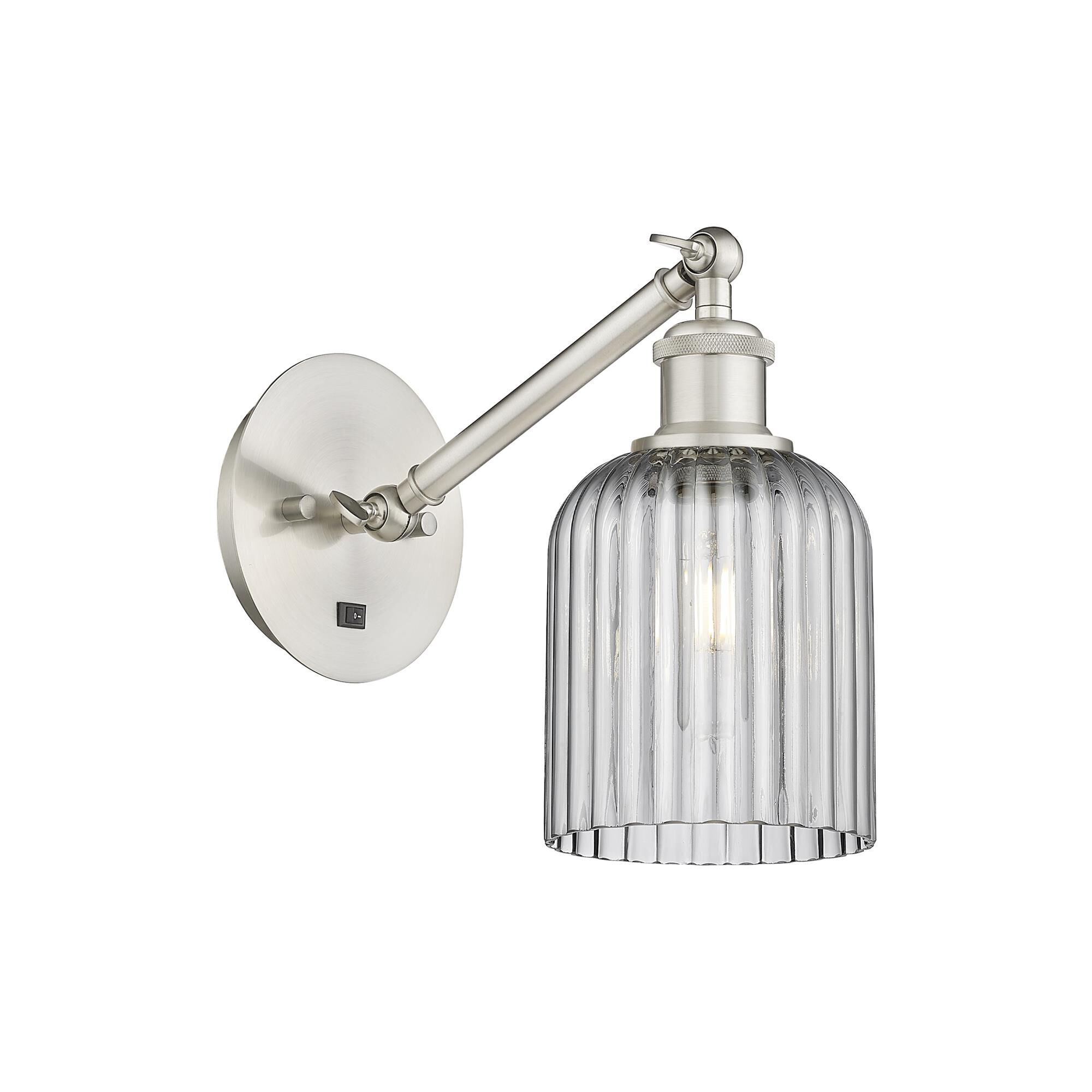 Shown in Satin Nickel finish and Light Smoke shade
