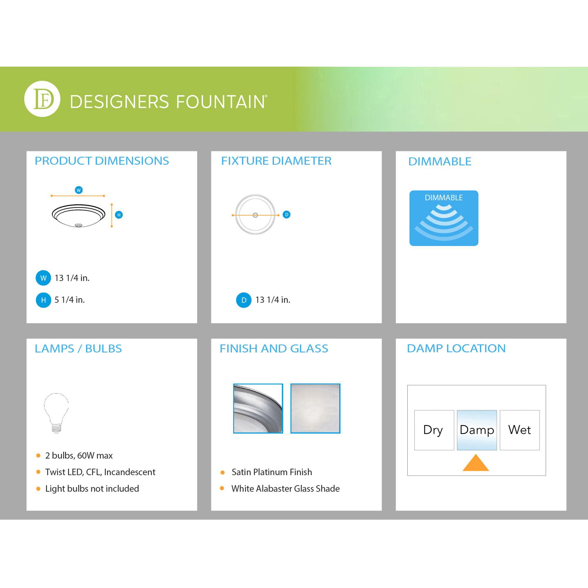 13 Inch 2 Light Flush Mount by Designers Fountain