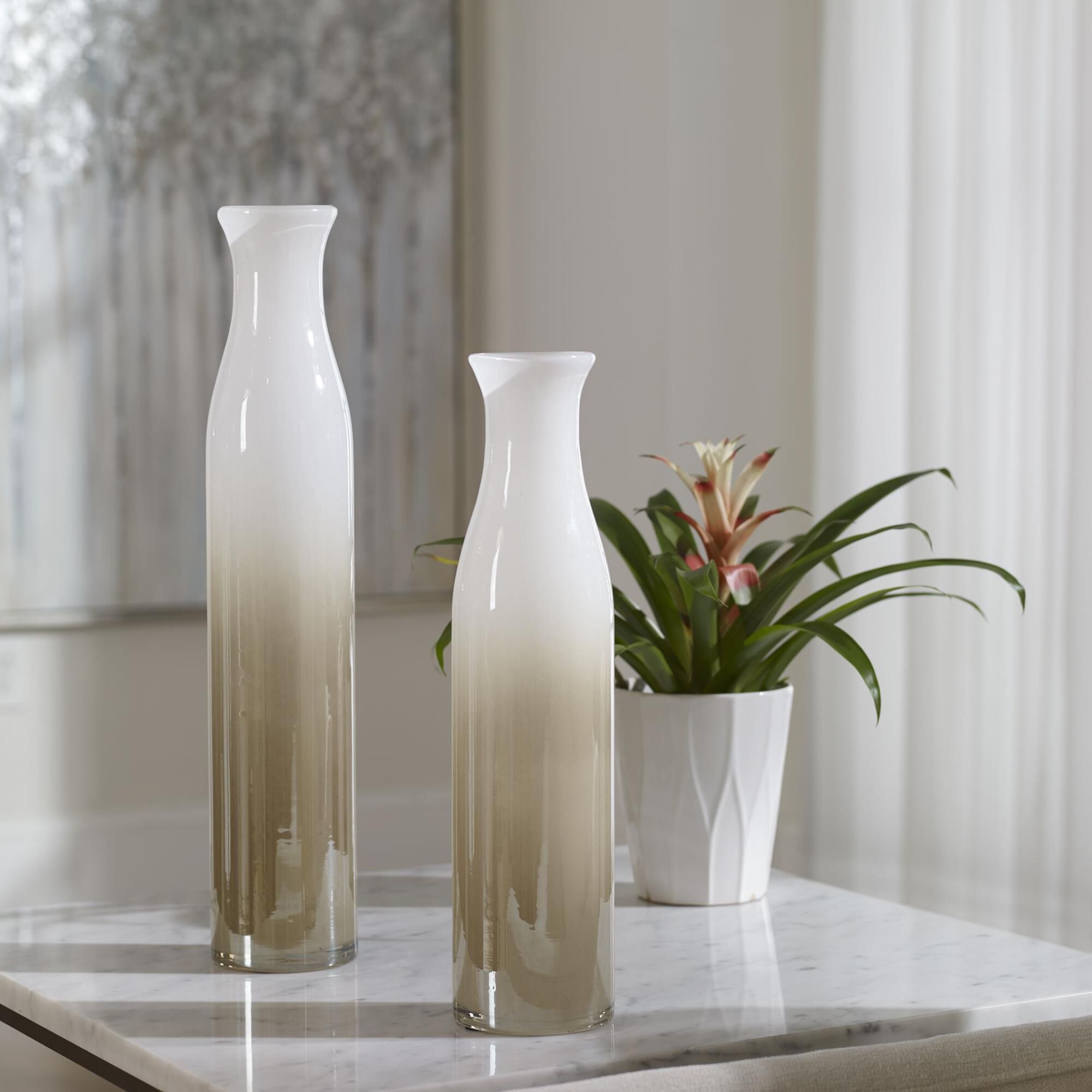 Uttermost Blur Ivory Beige Vases, S/2 Vase-Urn by Uttermost