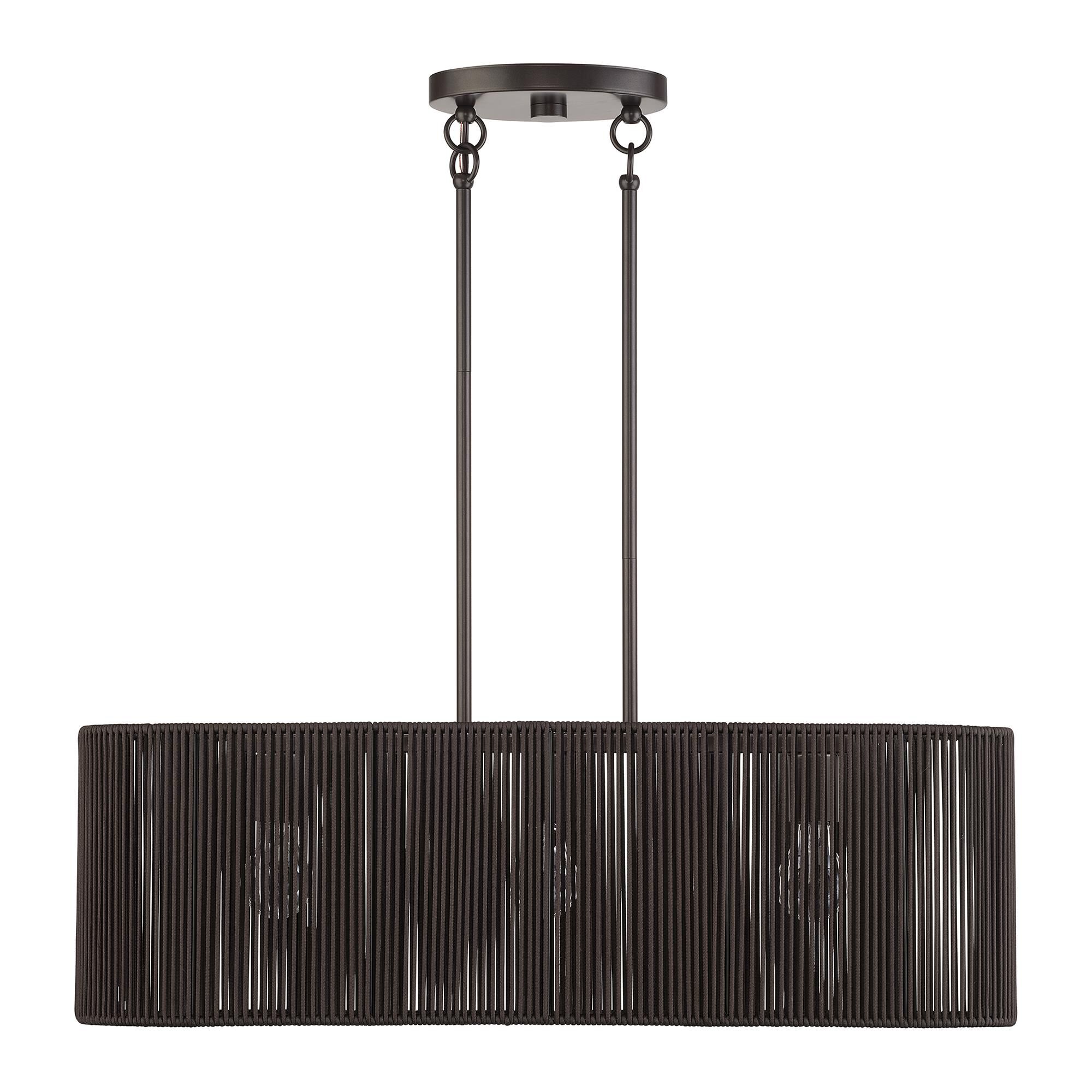 Shown in English Bronze finish and Hand-Woven Dark Chocolate Color Polyester Rope shade