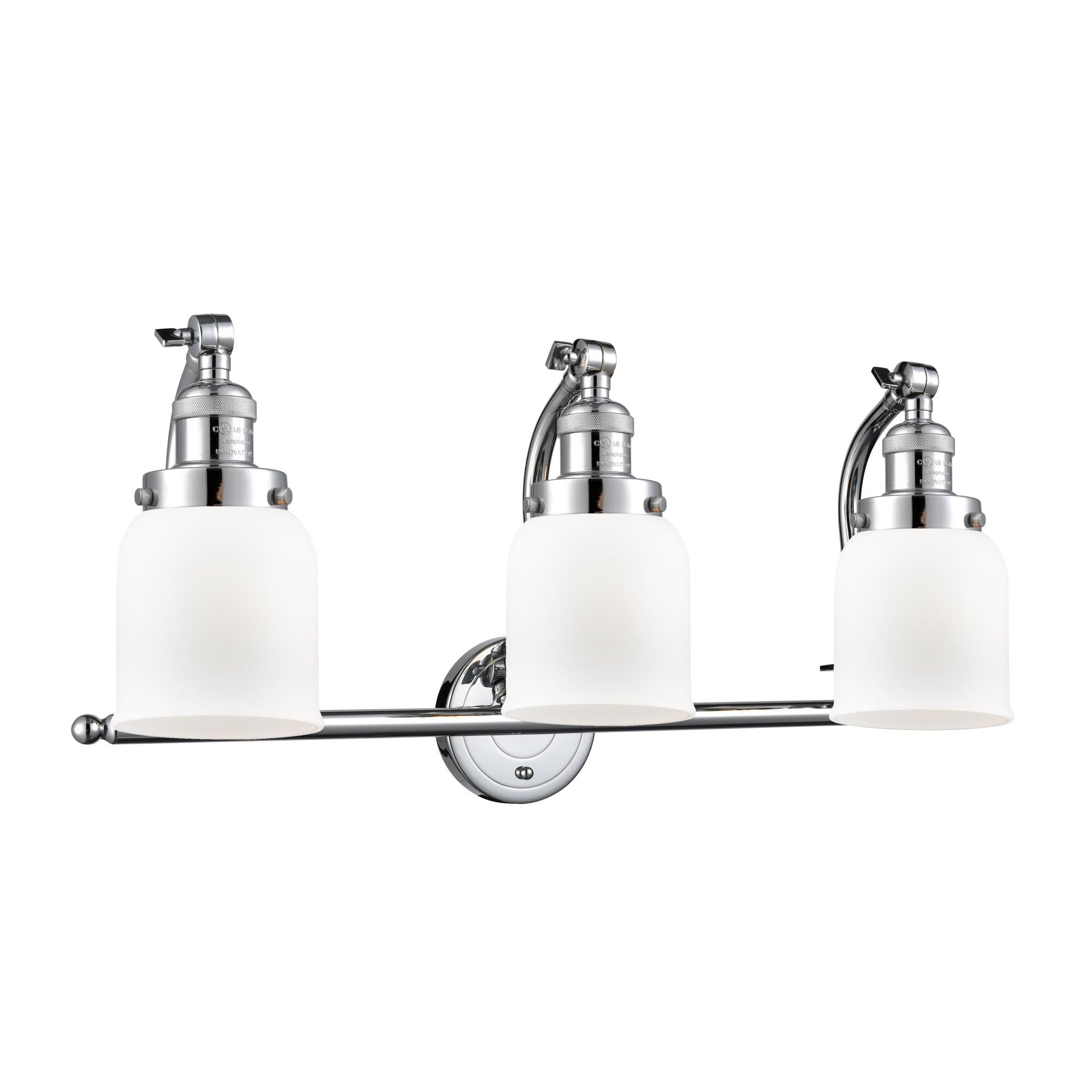 Shown in Polished Chrome finish and Matte White Cased Small Bell glass