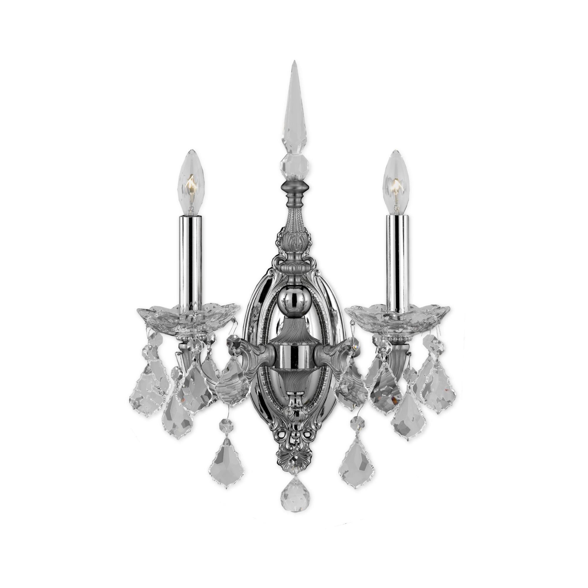 Shown in Satin Nickel With Silver finish and French Pendaloque Precision crystal and Matching Brass Candle Cover accent
