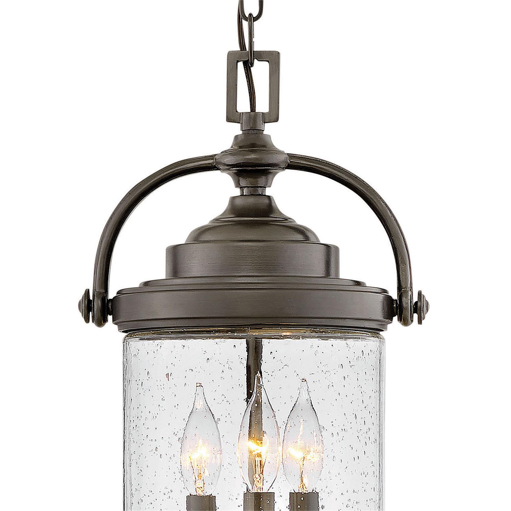 Shown in Oil Rubbed Bronze finish and Clear Seedy glass