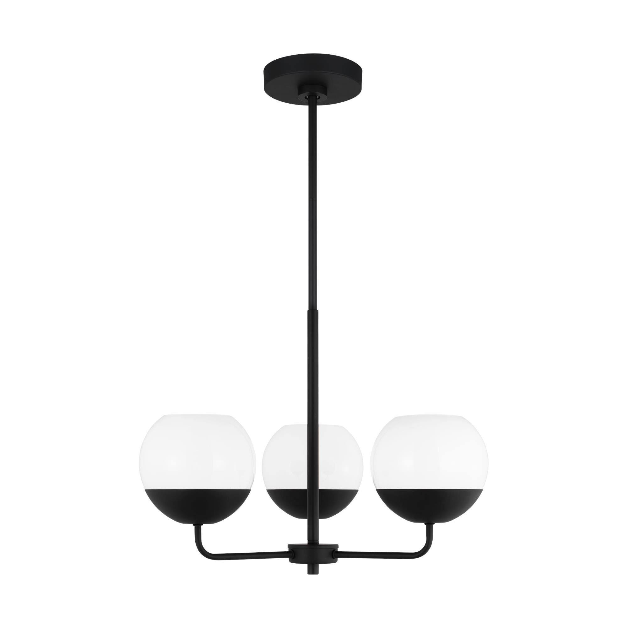 Shown in Midnight Black finish and Milk glass and Milk Glass s shade