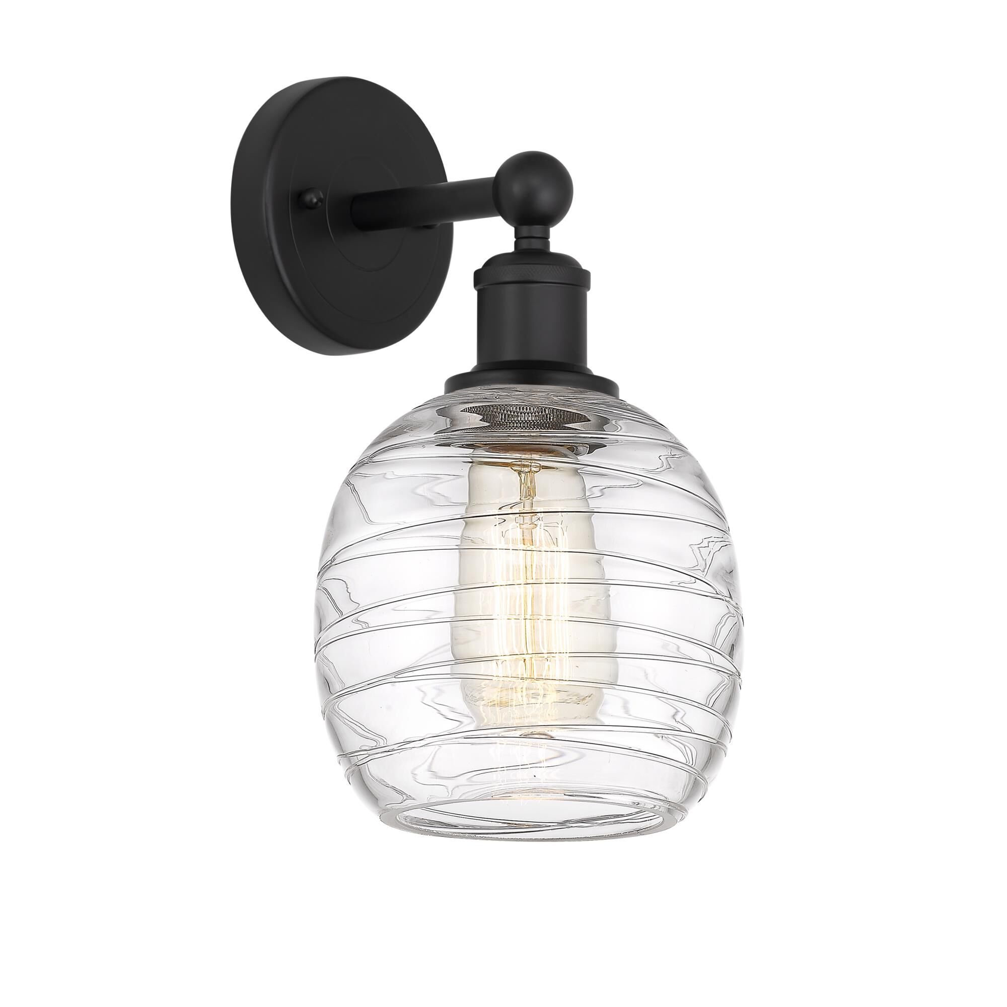Shown in Matte Black, Deco Swirl finish and Deco Swirl glass and Deco Swirl Glass shade