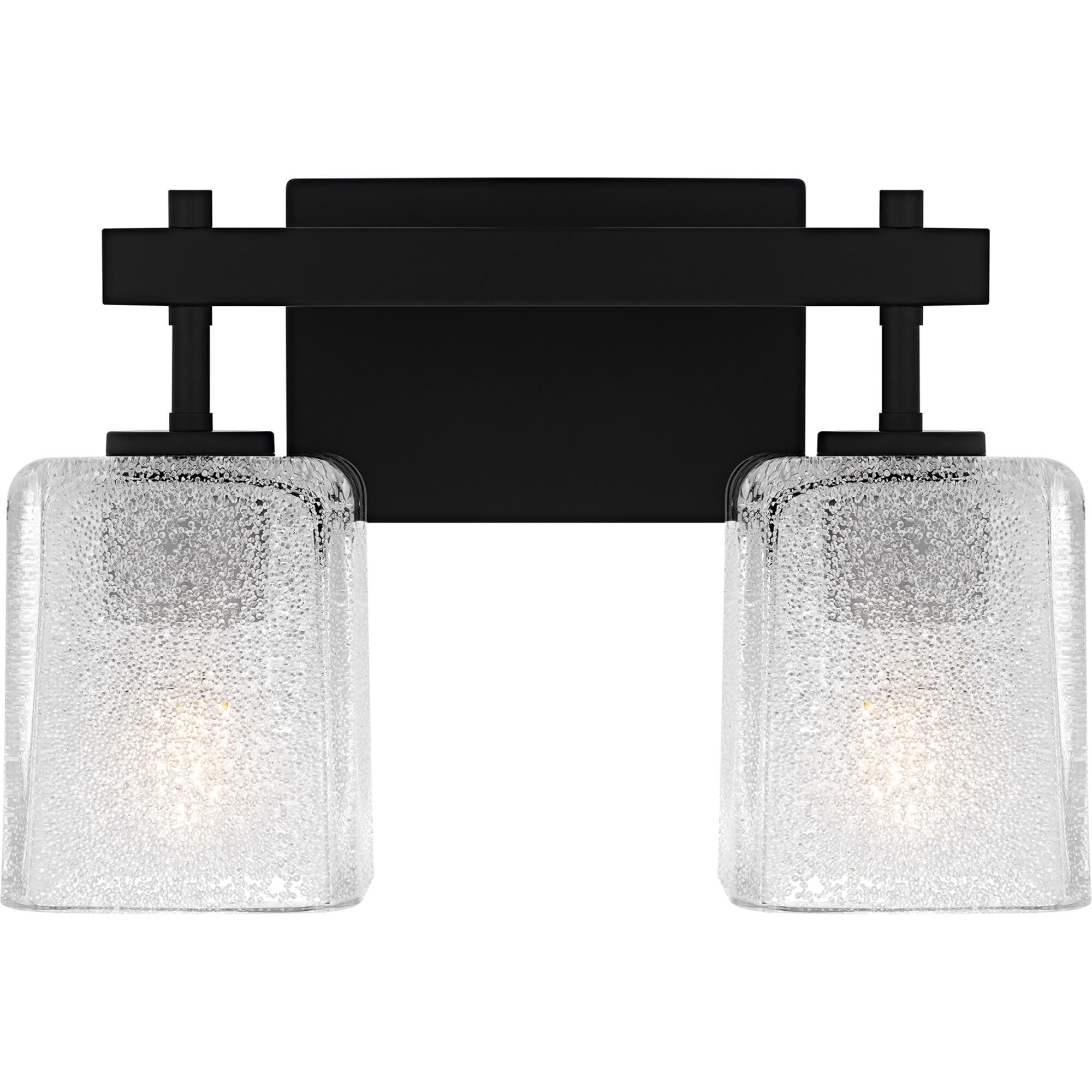 Shown in Matte Black finish and Clear Glass With Glass Sand Spray Inside shade