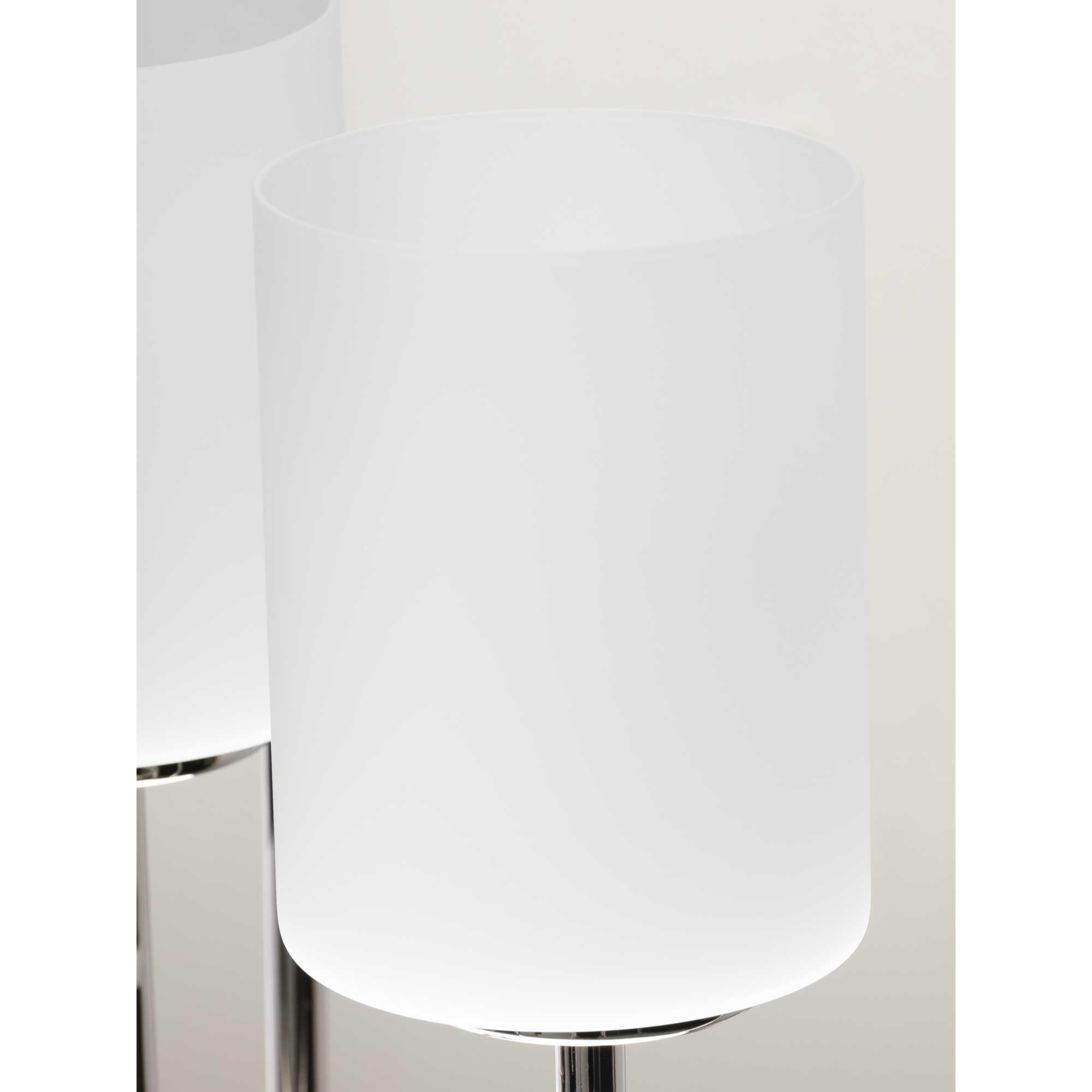 Shown in Polished Nickel finish and Etched White glass