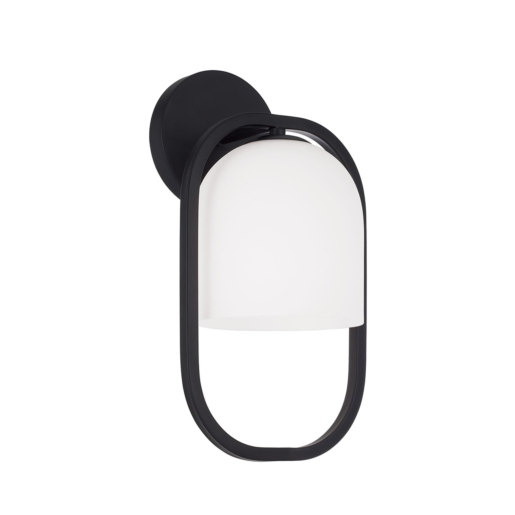 Shown in Matte Black finish and Soft White glass