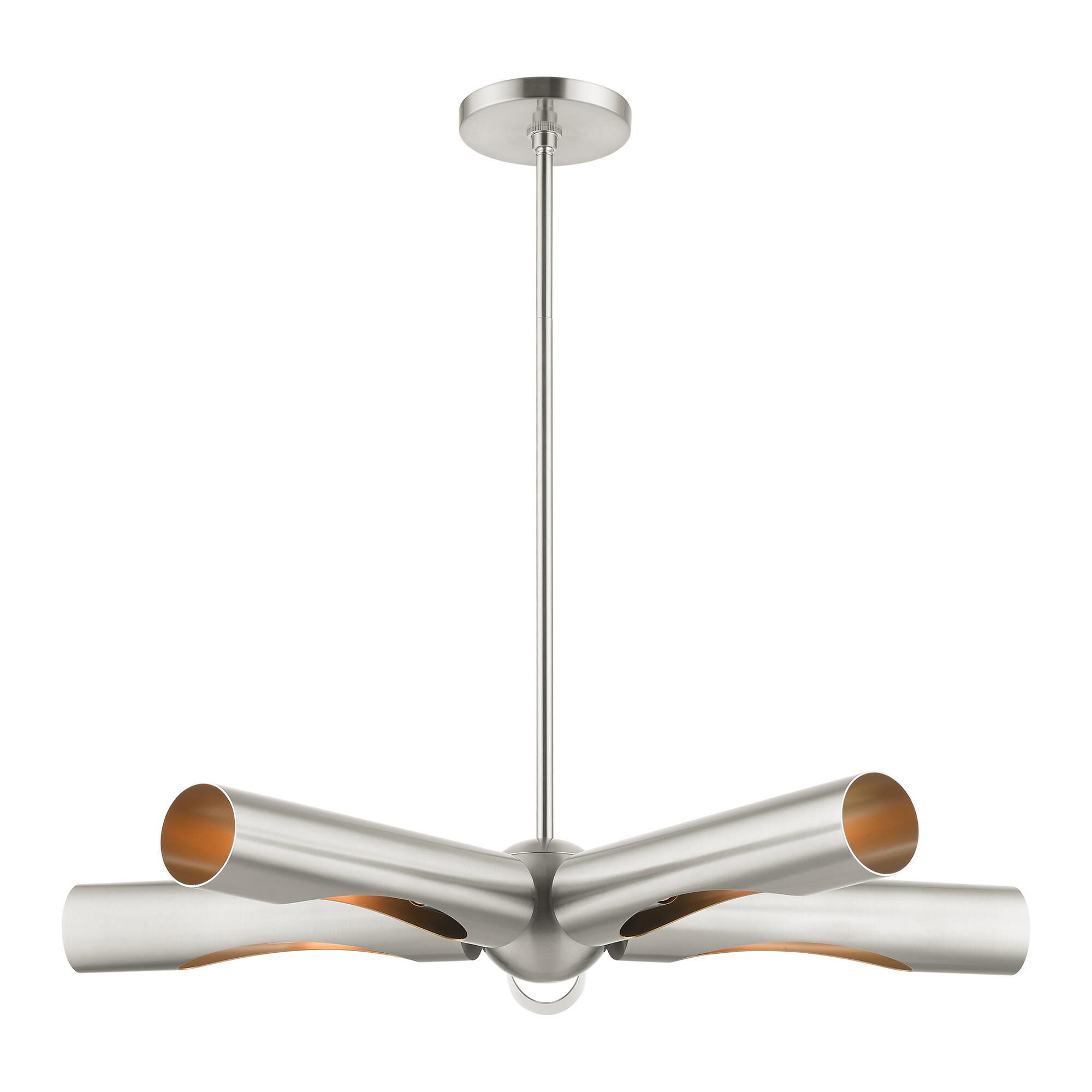 Shown in Brushed Nickel finish and Hand Welded Brushed Nickel With Gold Finish Inside shade
