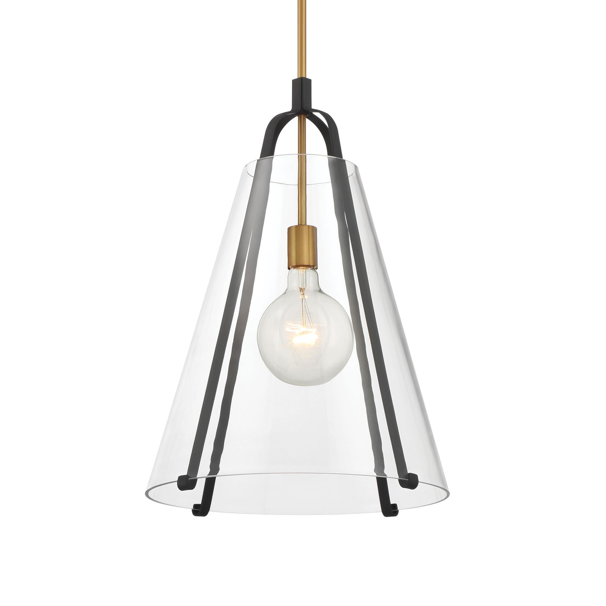 Shown in Legacy Brass & Sand Coal finish and Clear glass and Glass shade