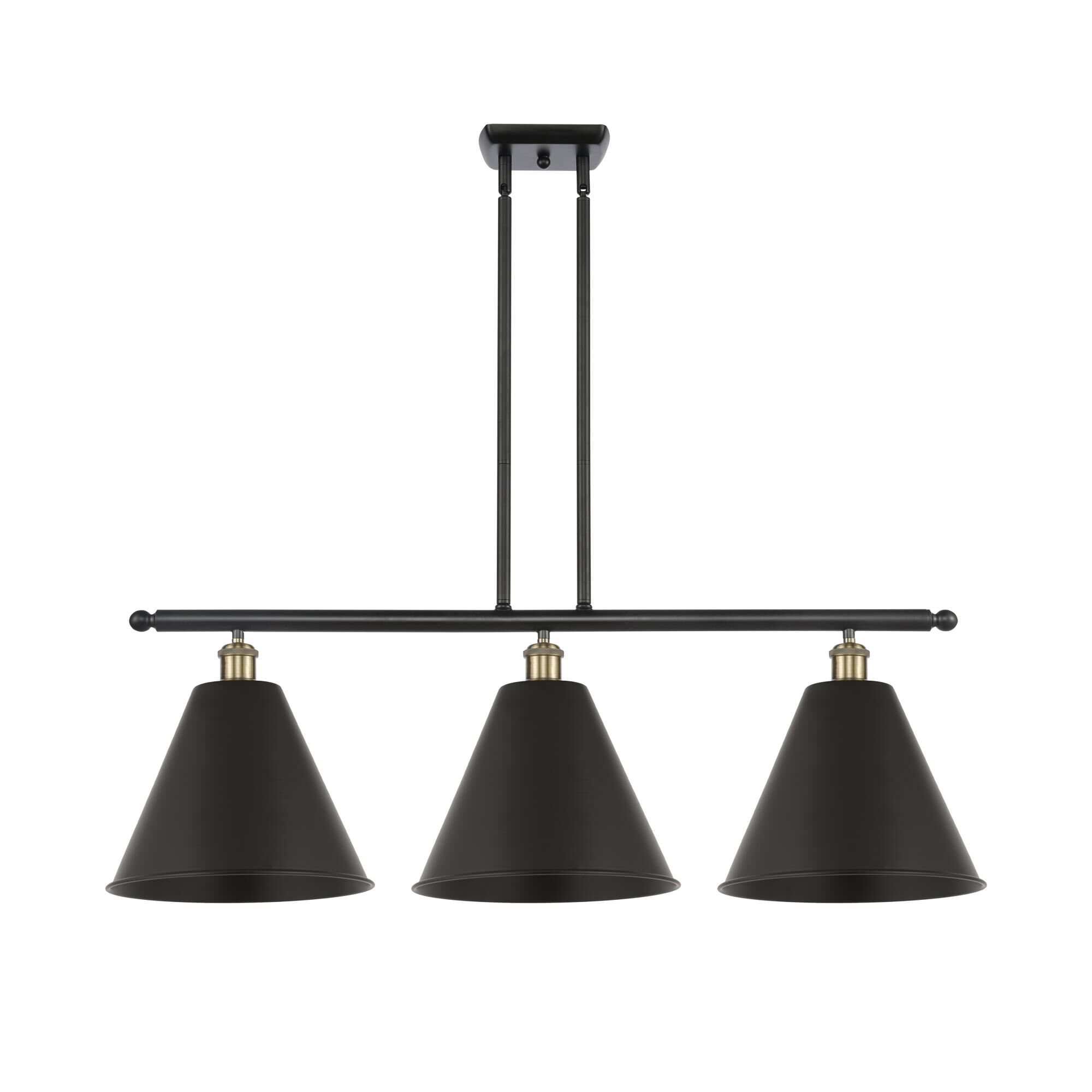 Shown in Black Antique Brass finish and Matte Black Ballston Cone shade