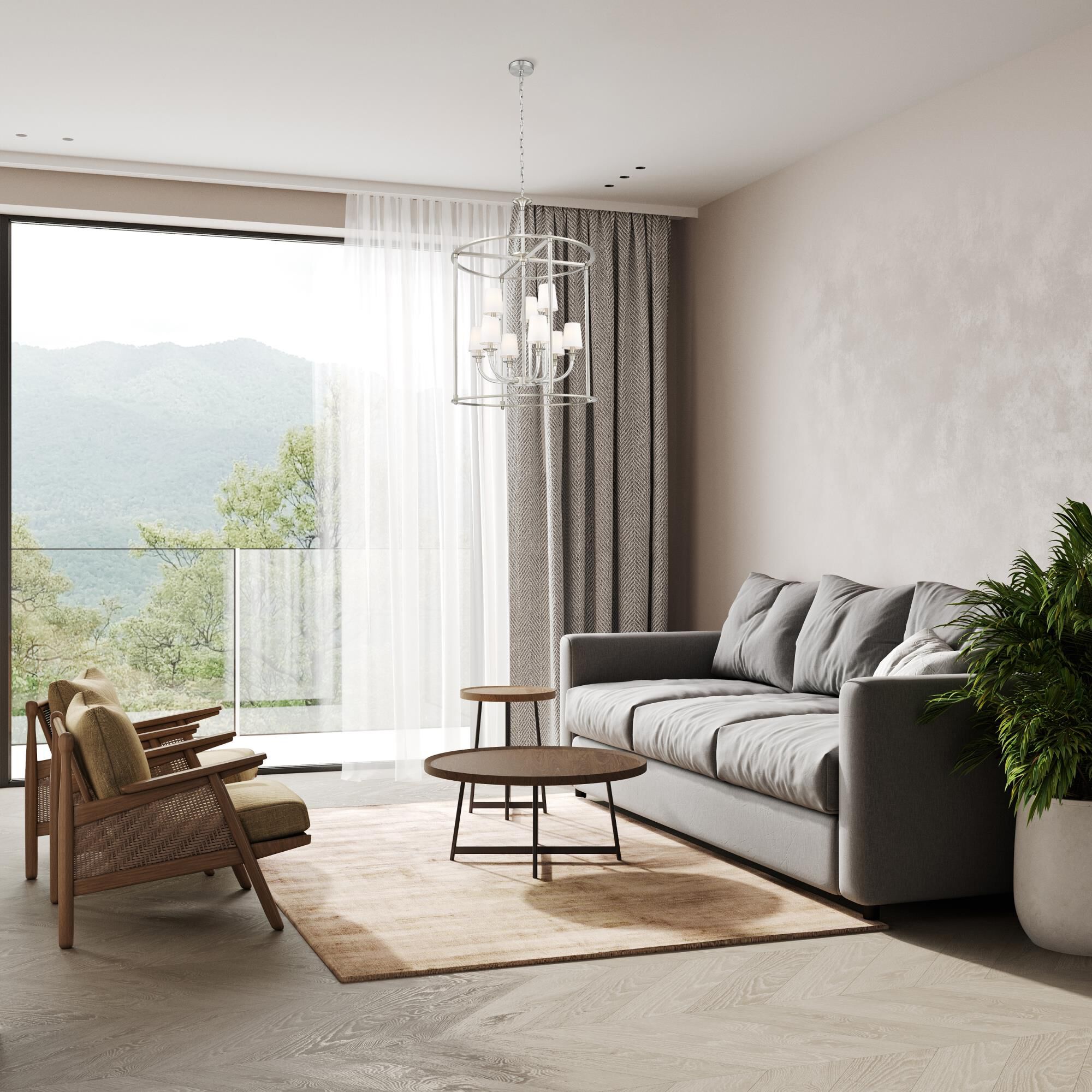 Shown in Brushed Nickel finish and White glass and White shade