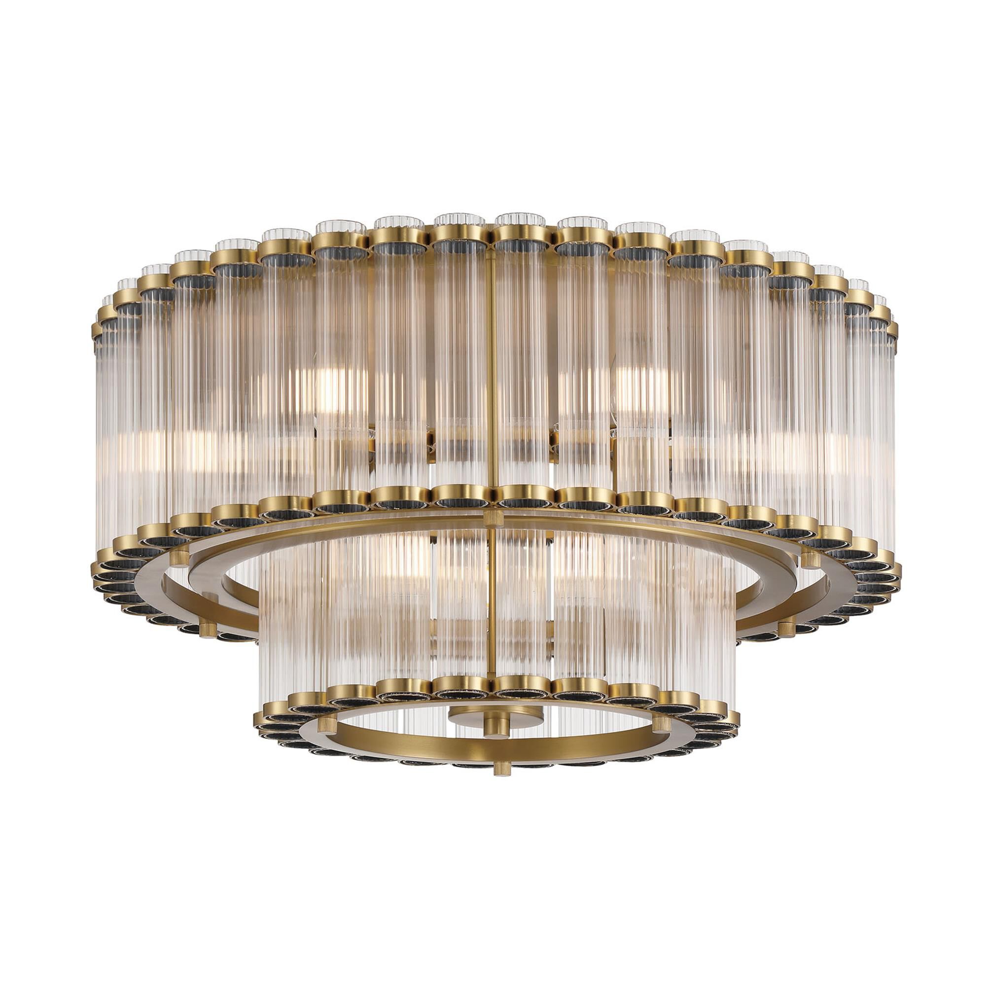 Shown in Gold finish and Ribbed glass