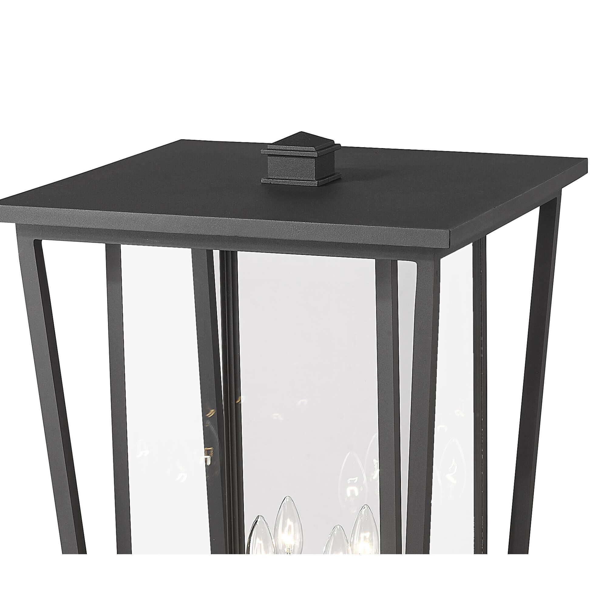 Shown in Black finish and Glass shade