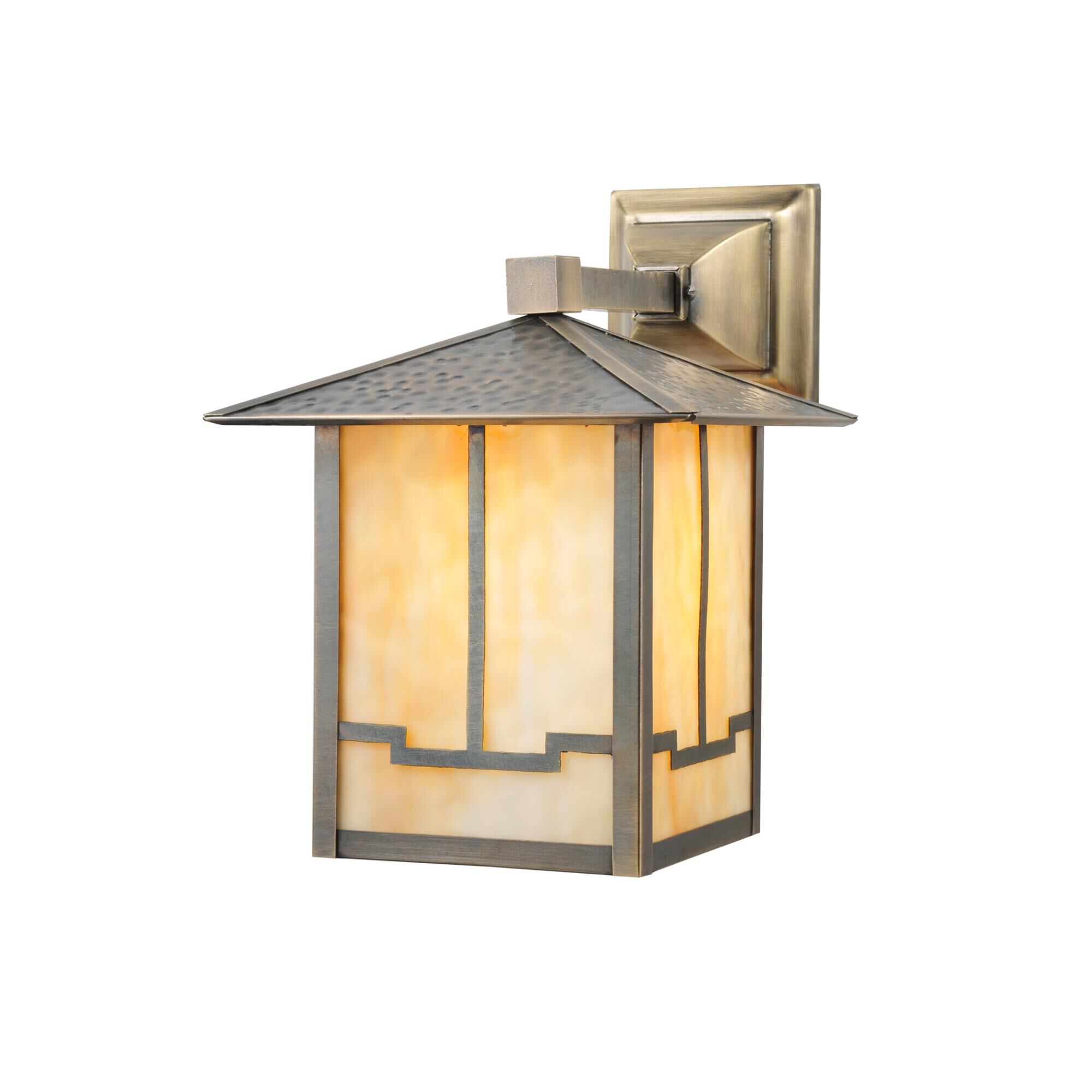 Shown in Antique finish and Beige glass