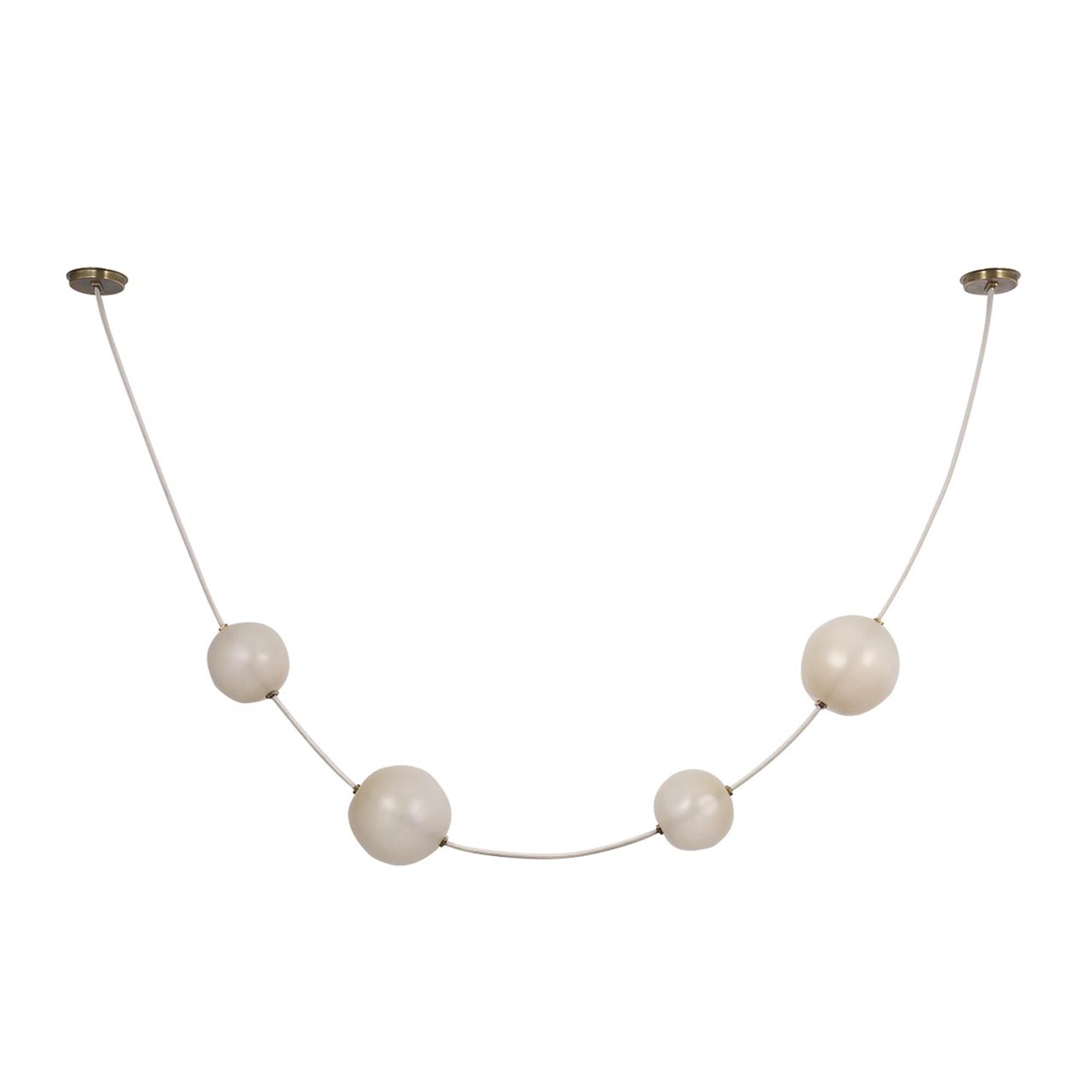 Shown in Bone Suede And Mottled Brass finish and Fizzy Nude glass