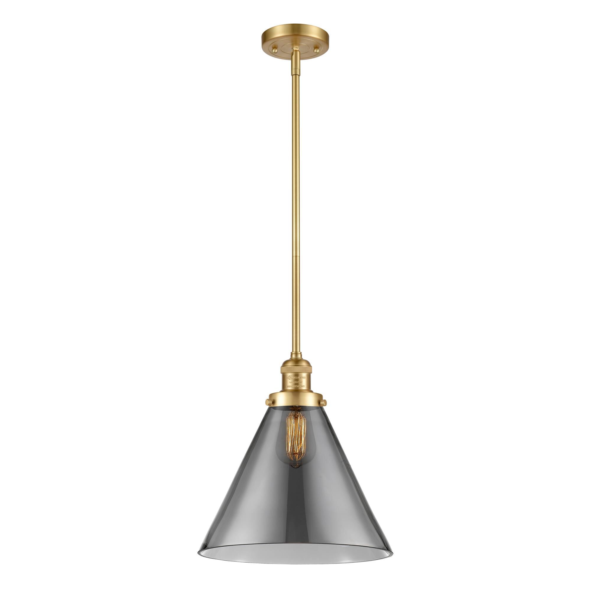Shown in Satin Gold finish and Plated Smoke X-Large Cone glass