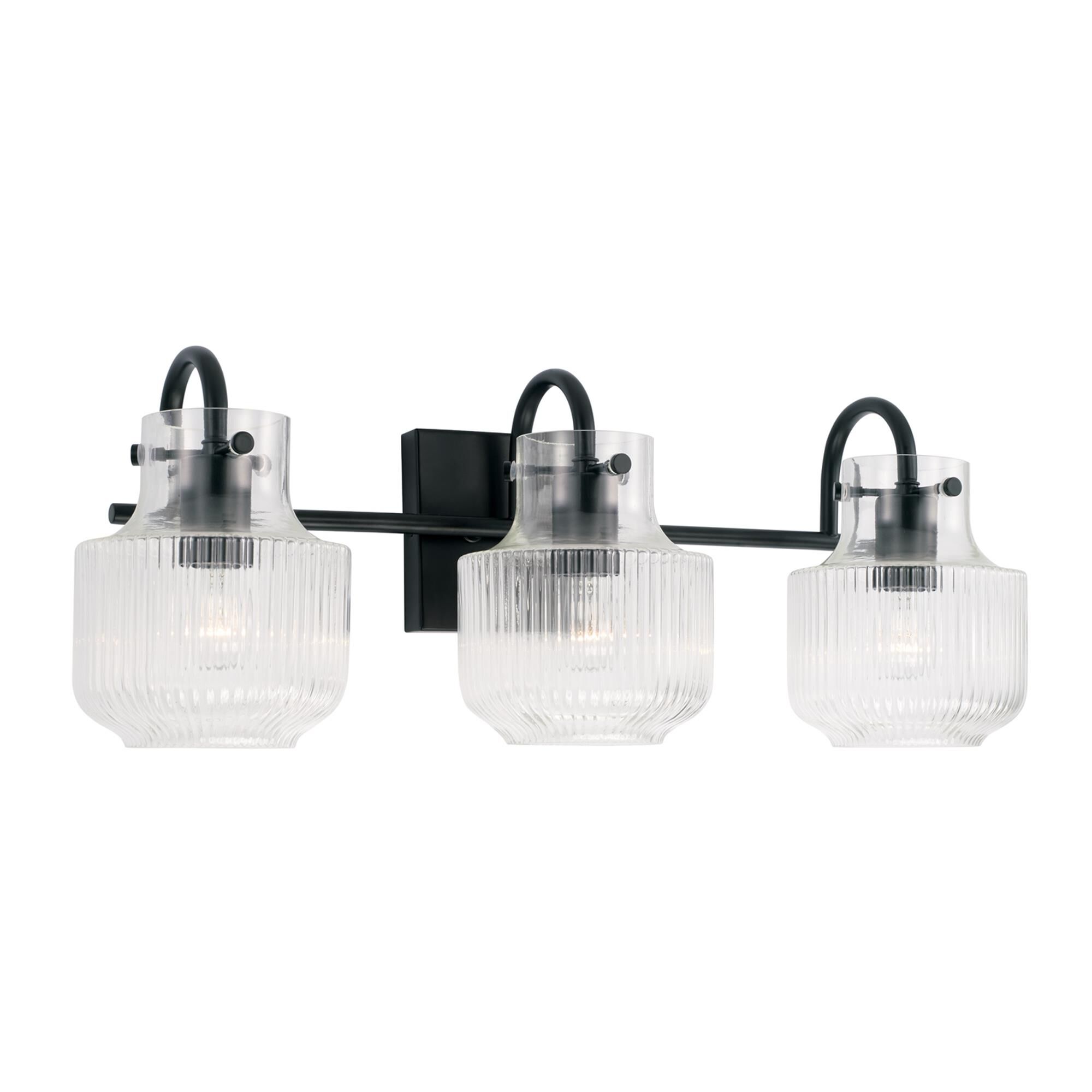 Shown in Matte Black finish and Clear Fluted glass