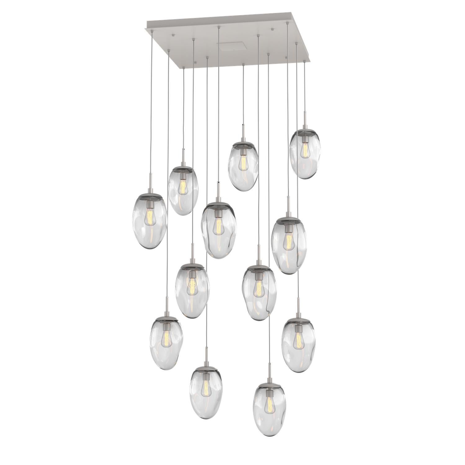 Shown in Metallic Beige Silver finish and Blown Clear glass