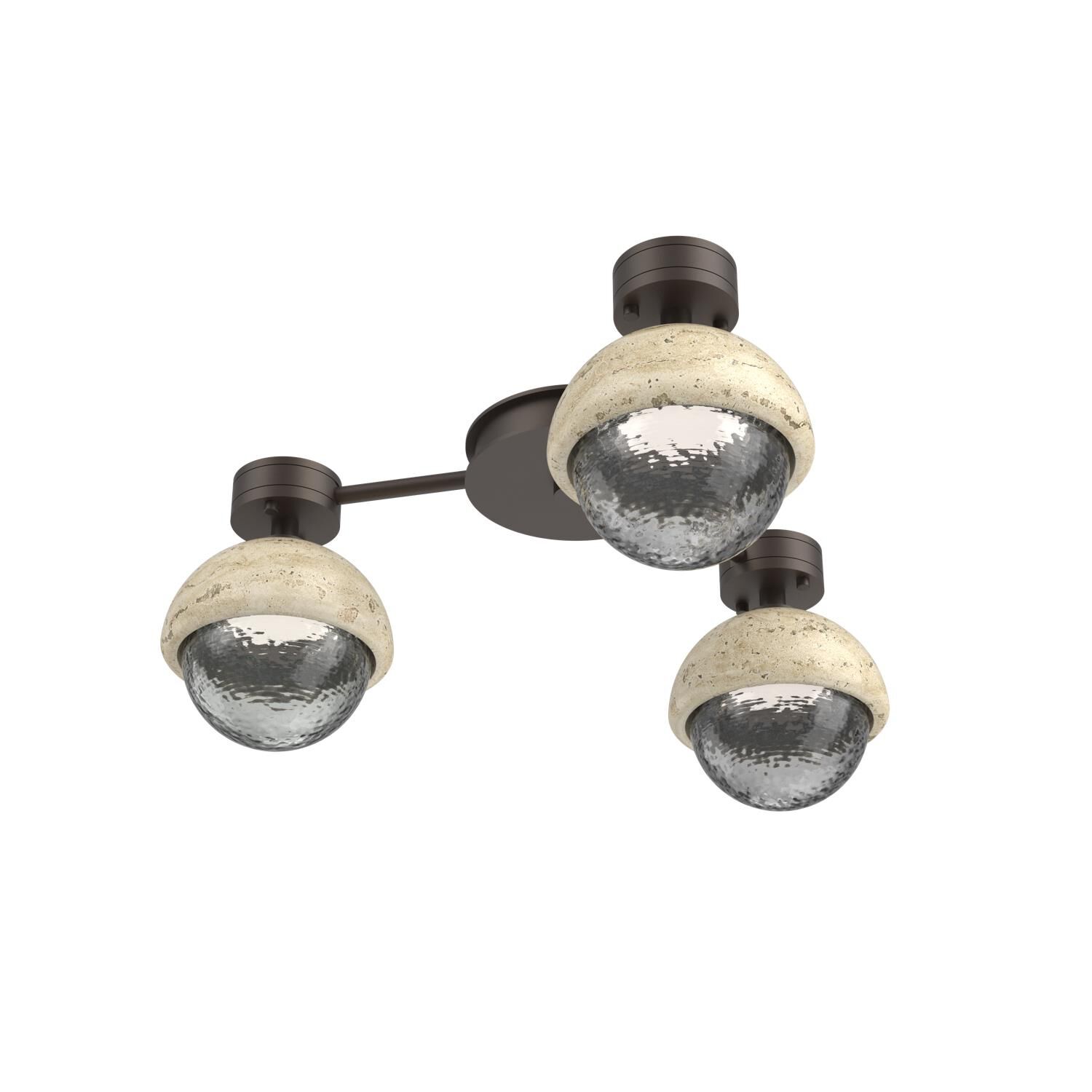 Shown in Flat Bronze finish and Smoke glass and Travertine Stone accent