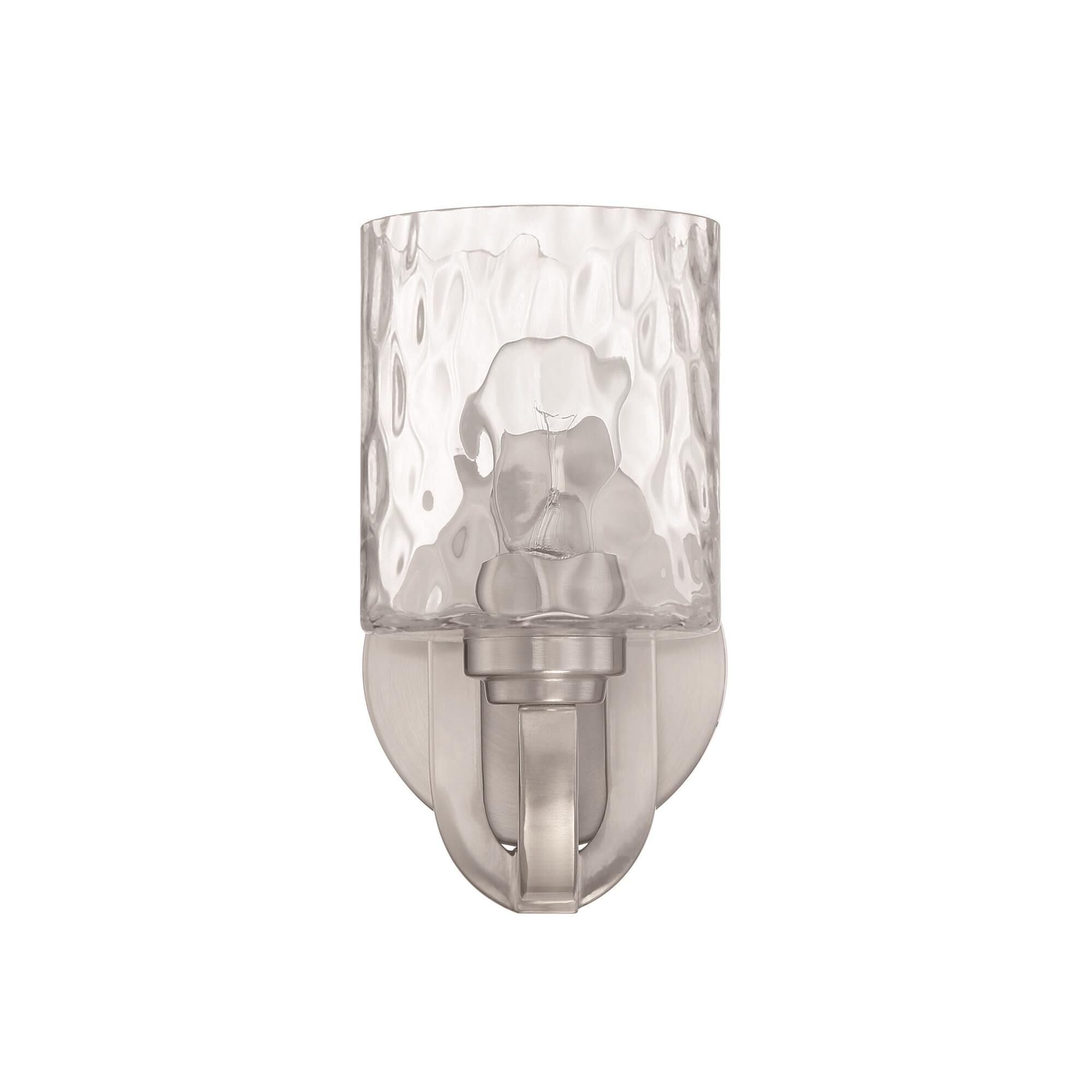 Shown in Brushed Polished Nickel finish and Clear Hammered glass and Glass shade