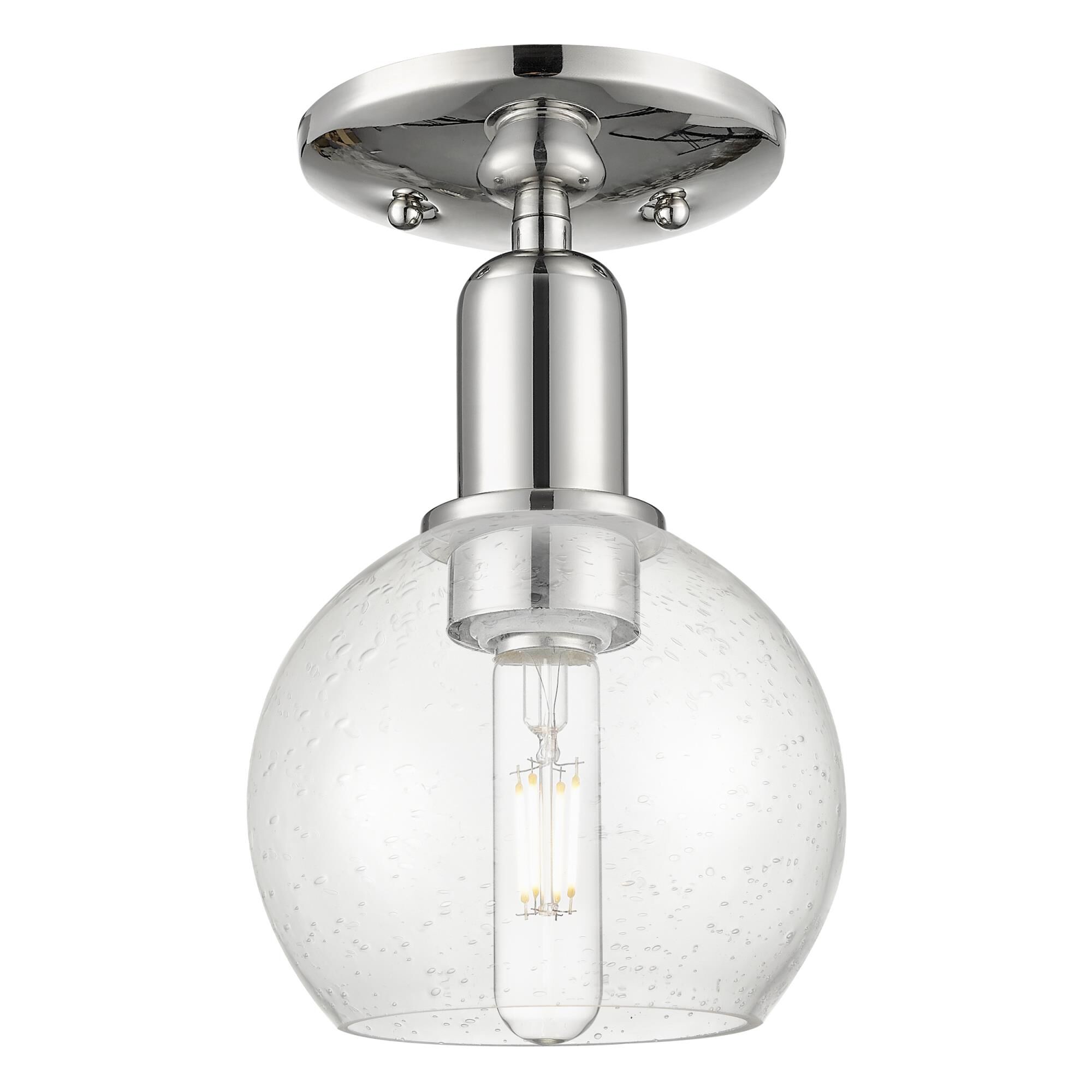 Shown in Polished Nickel finish and Seedy glass