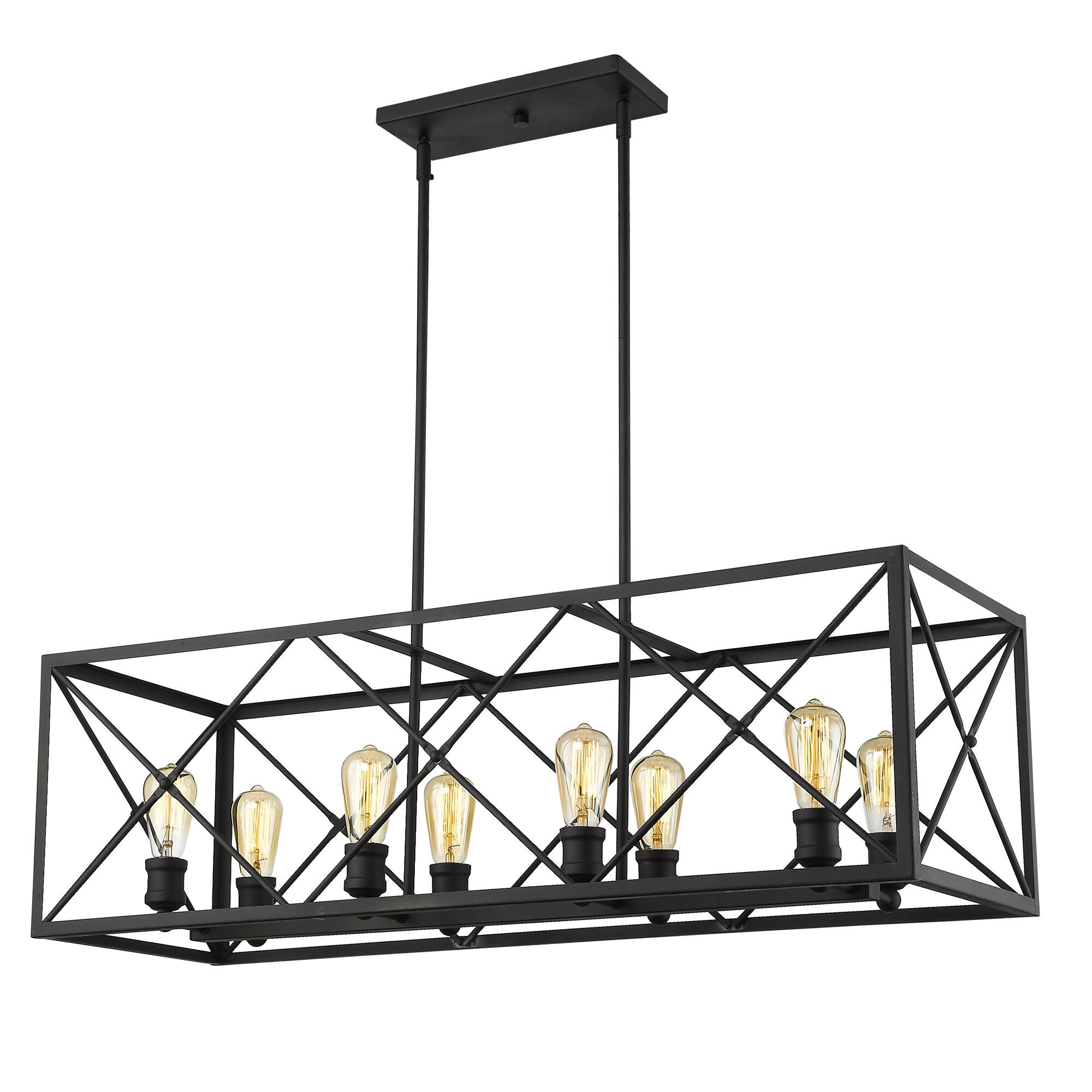 Shown in Matte Black finish and Matte Black glass and Matte Black Metal Cage shade