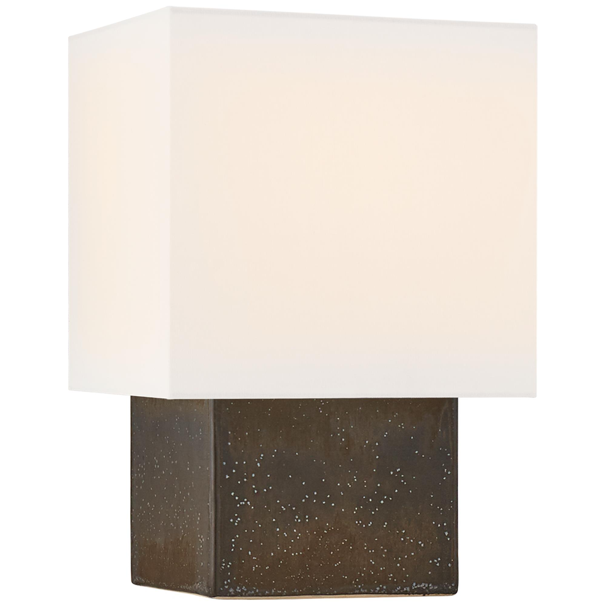 Shown in Stained Black Metallic finish and Linen shade