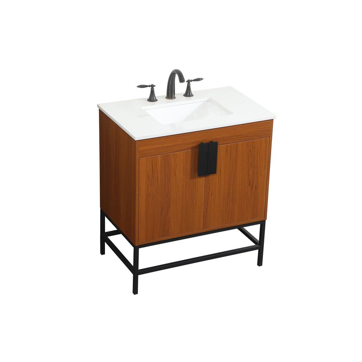Shown in Teak finish and Without Backsplash accent