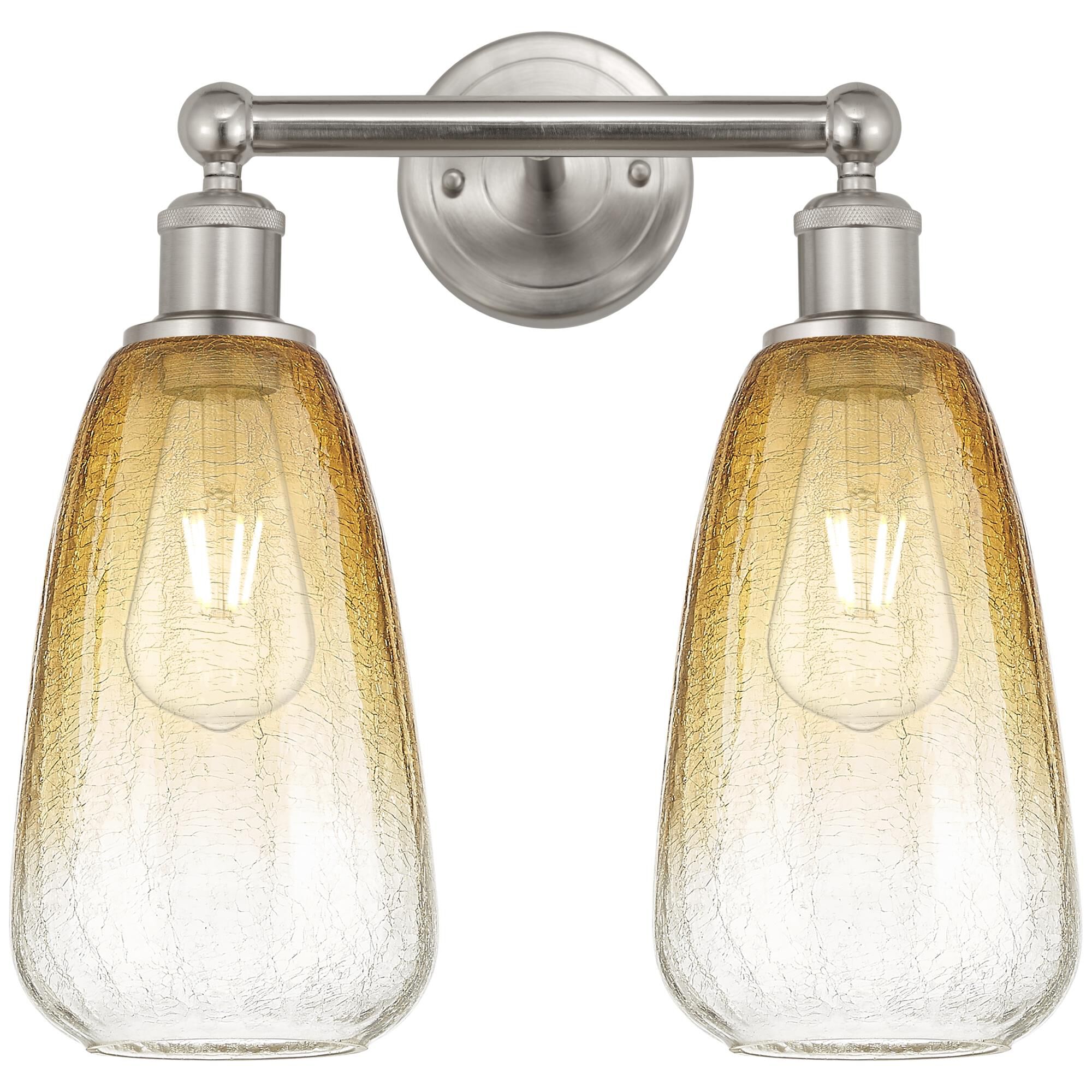 Shown in Brushed Satin Nickel finish and Amber glass