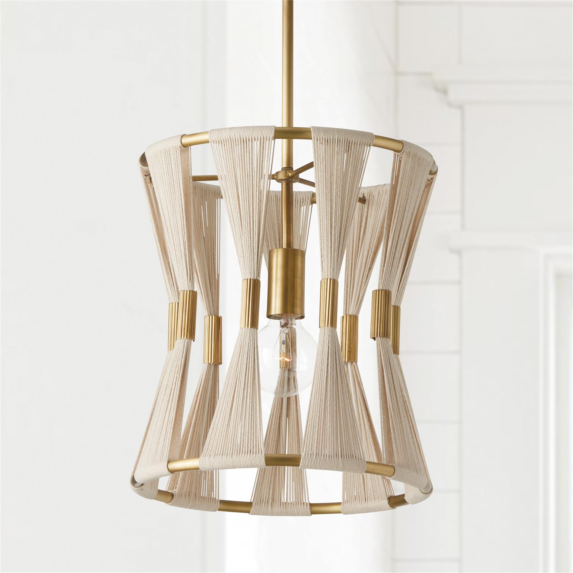 Shown in Bleached Natural Rope And Patinaed Brass finish
