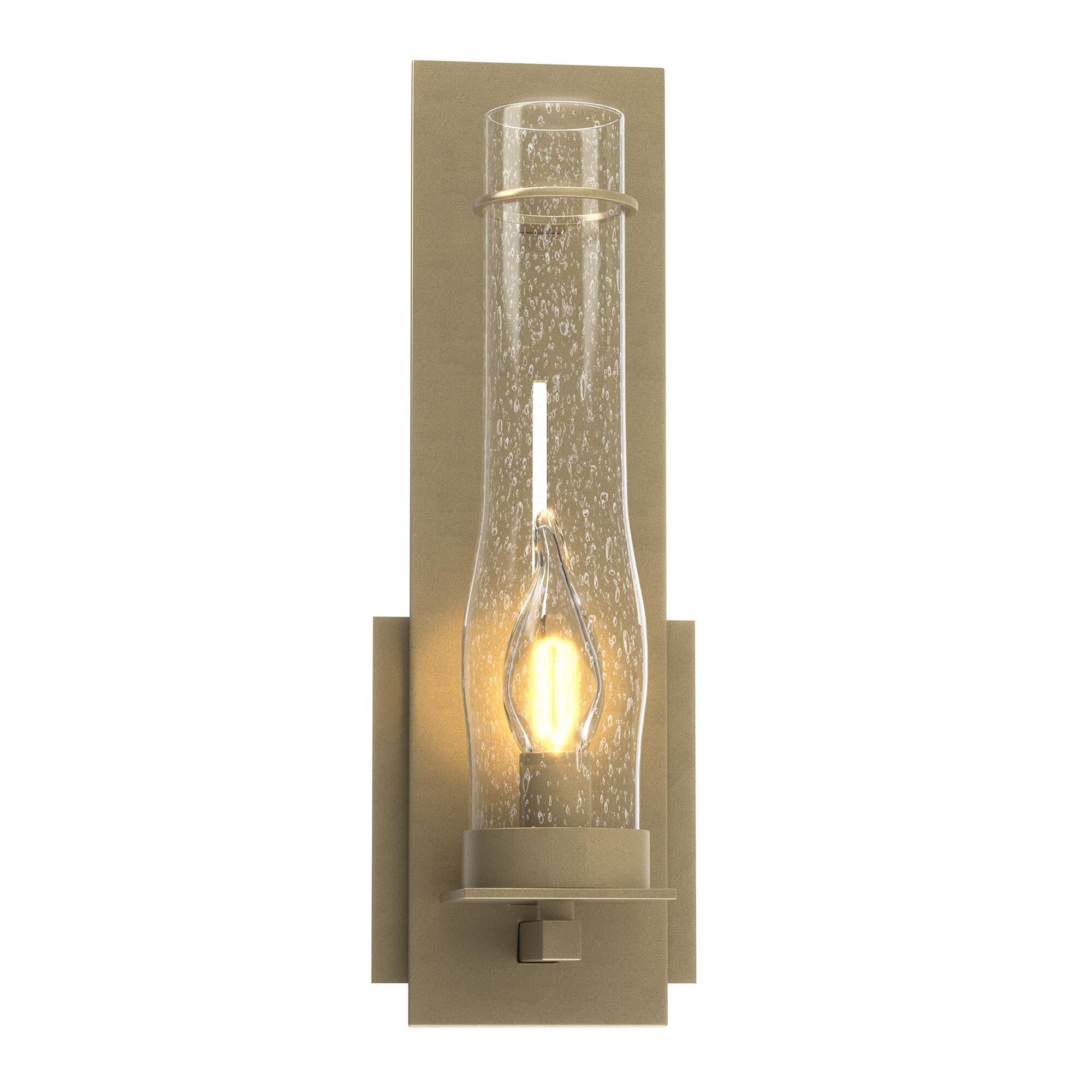 Shown in Soft Gold finish and Seeded Clear  glass