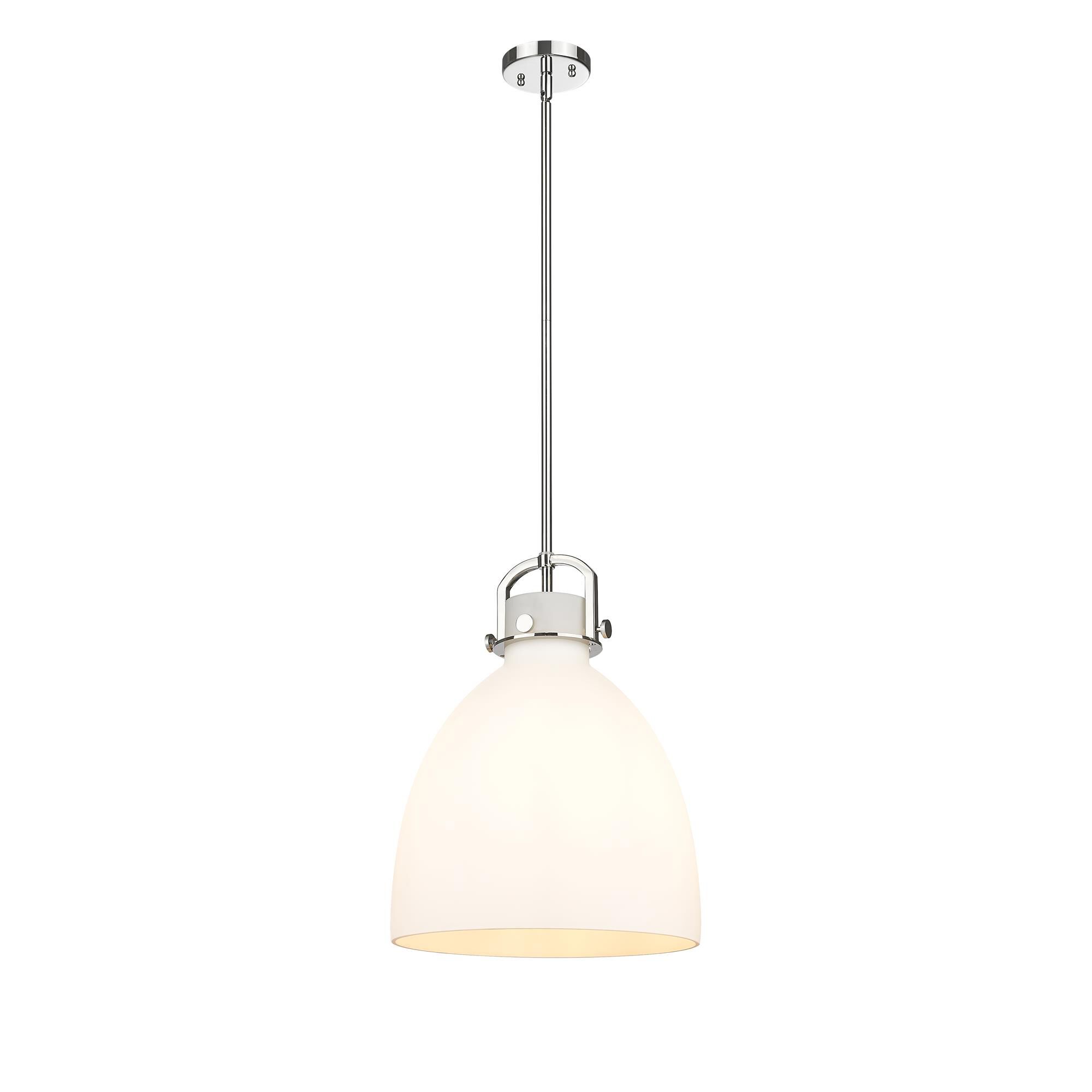 Shown in Polished Nickel finish and Matte White glass