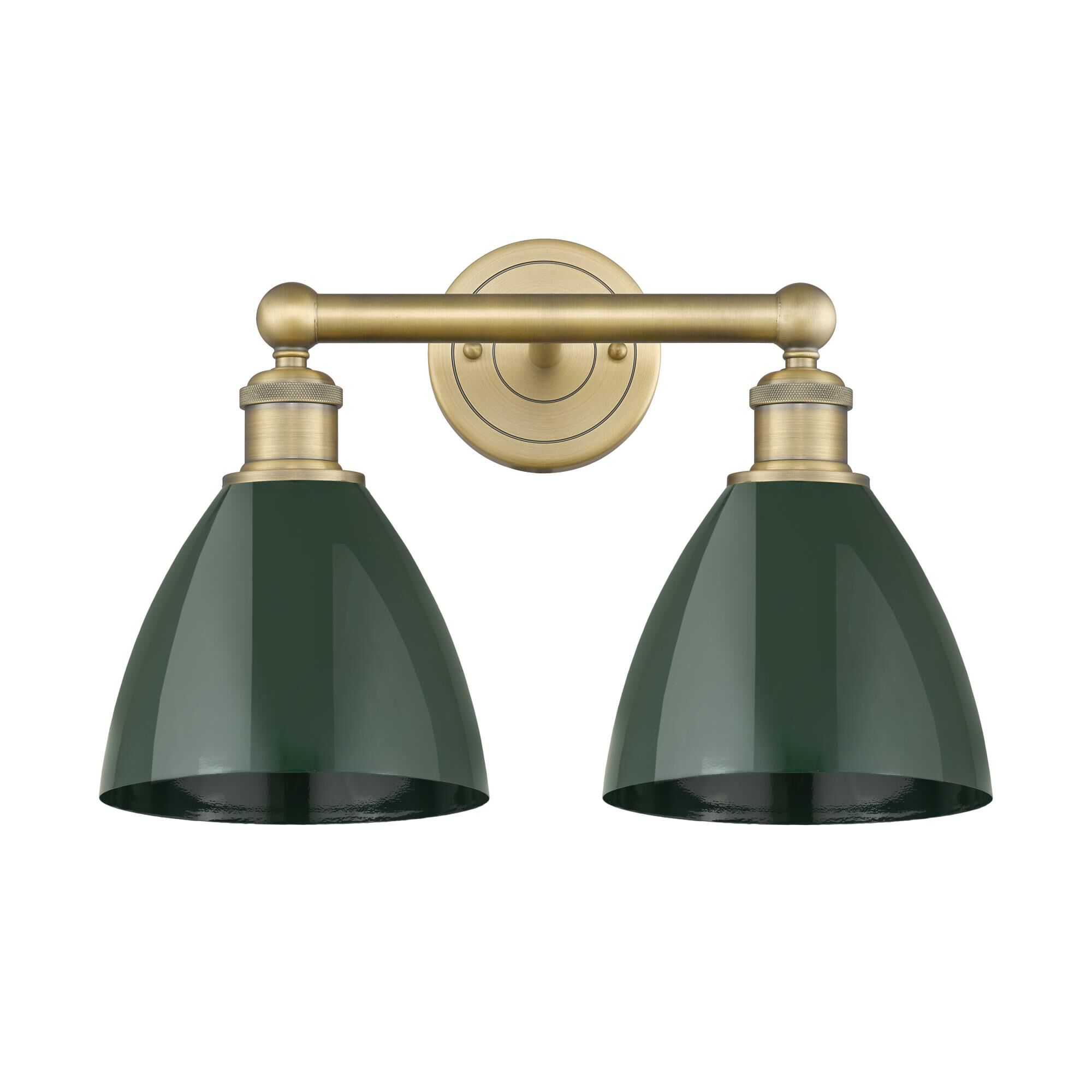 Shown in Brushed Brass finish and Green shade