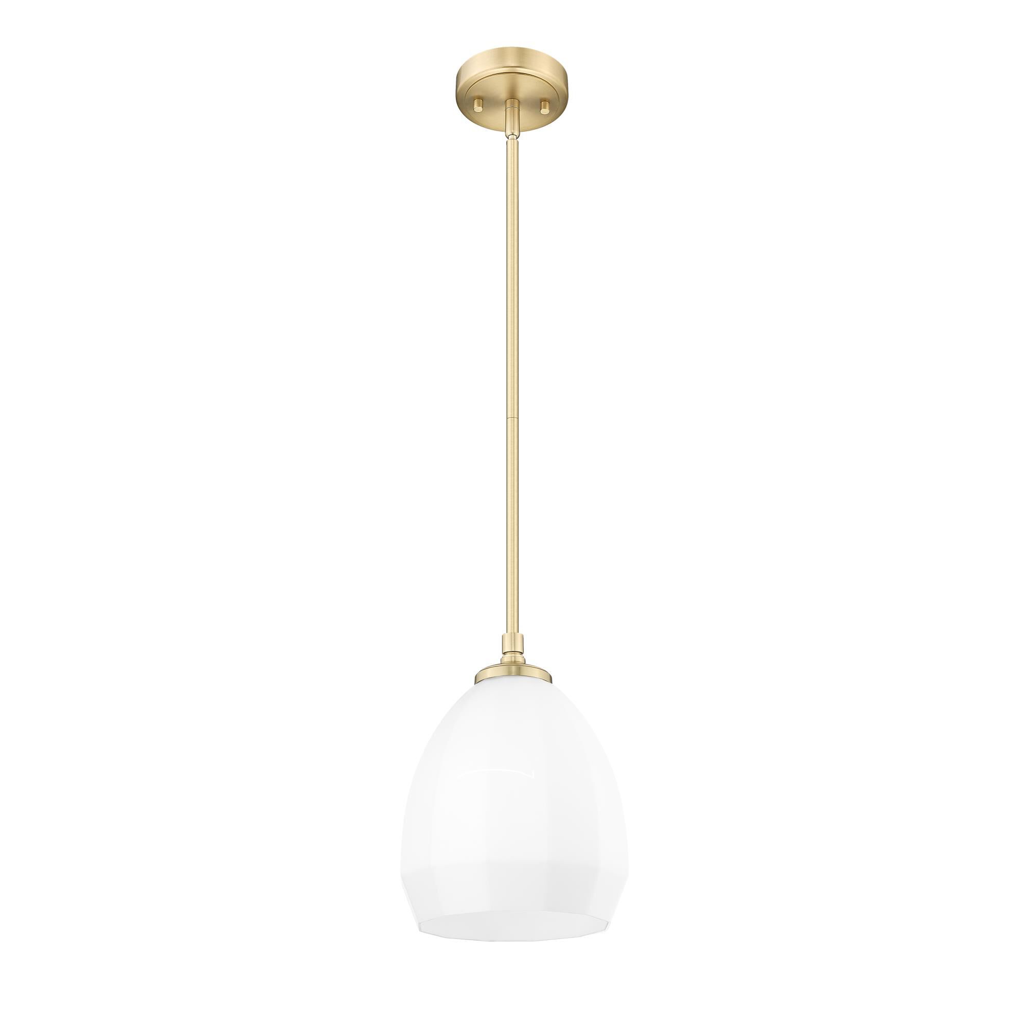 Shown in Modern Gold finish and Matte Opal glass and Matte Opal shade