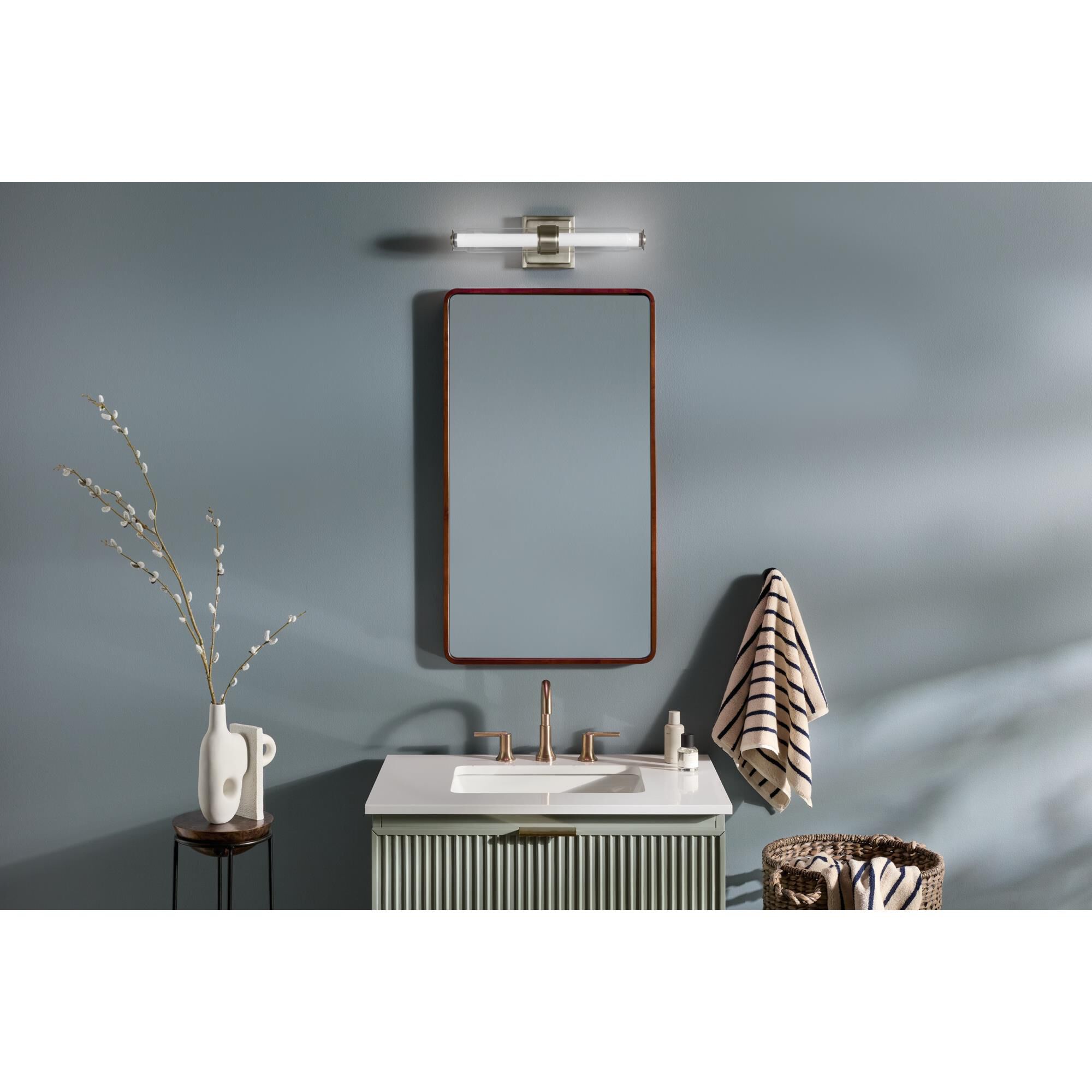 Shown in Brushed Nickel finish and Clear glass