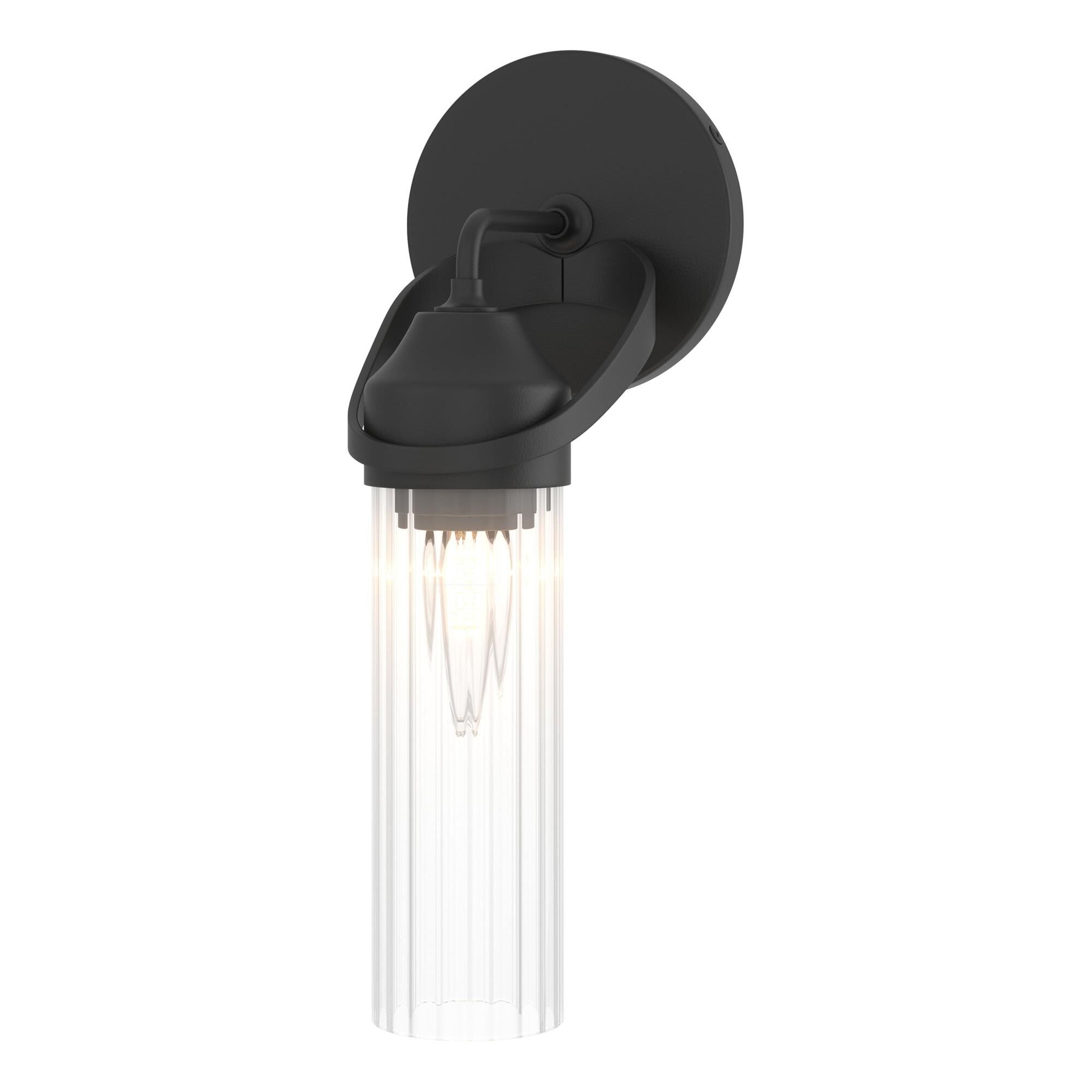 Shown in Black finish and Clear Fluted glass