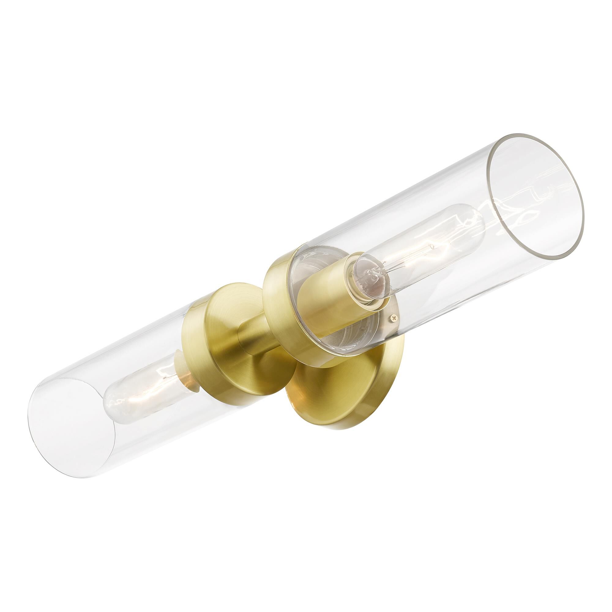 Shown in Satin Brass finish and Clear glass