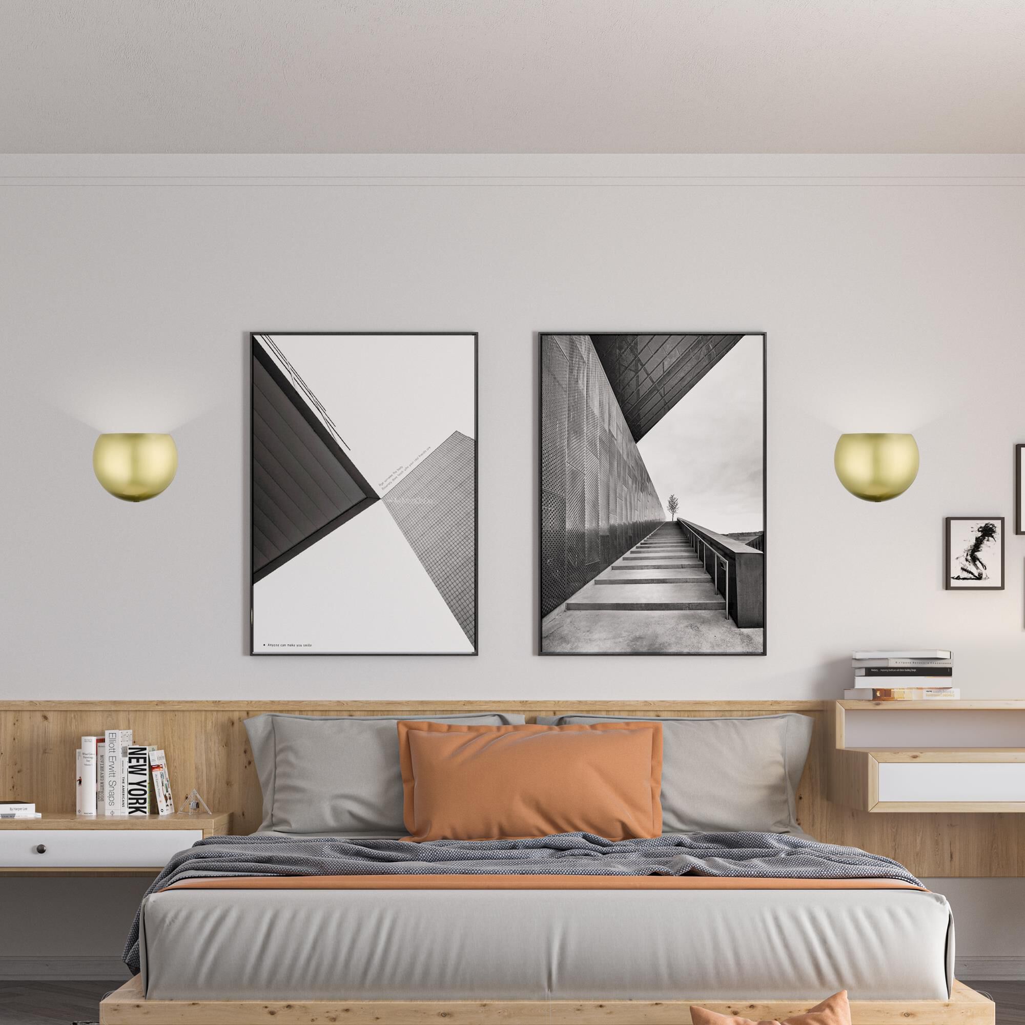 Shown in Satin Brass finish and Satin Brass with White Inside shade