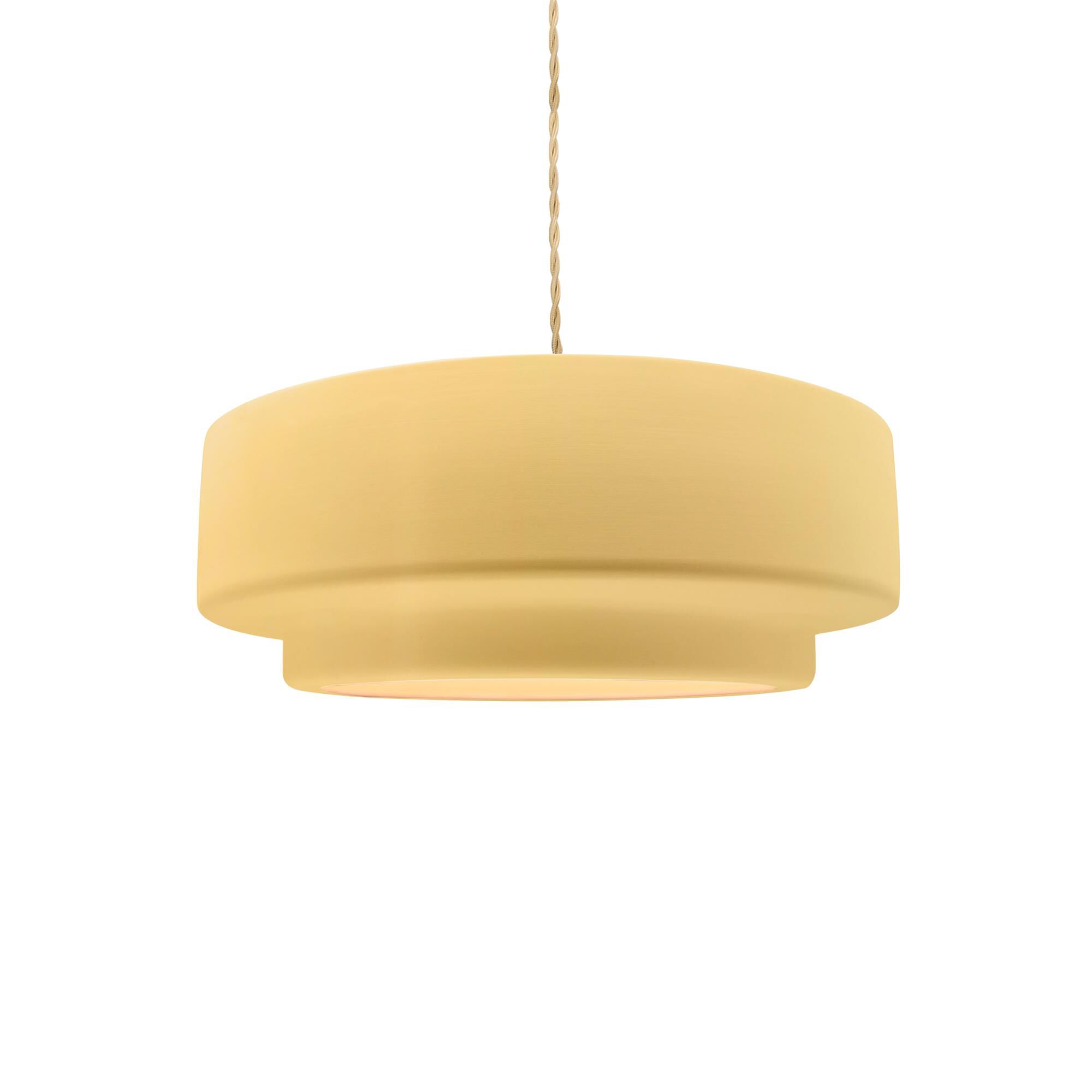 Shown in Brushed Nickel finish and Muted Yellow shade