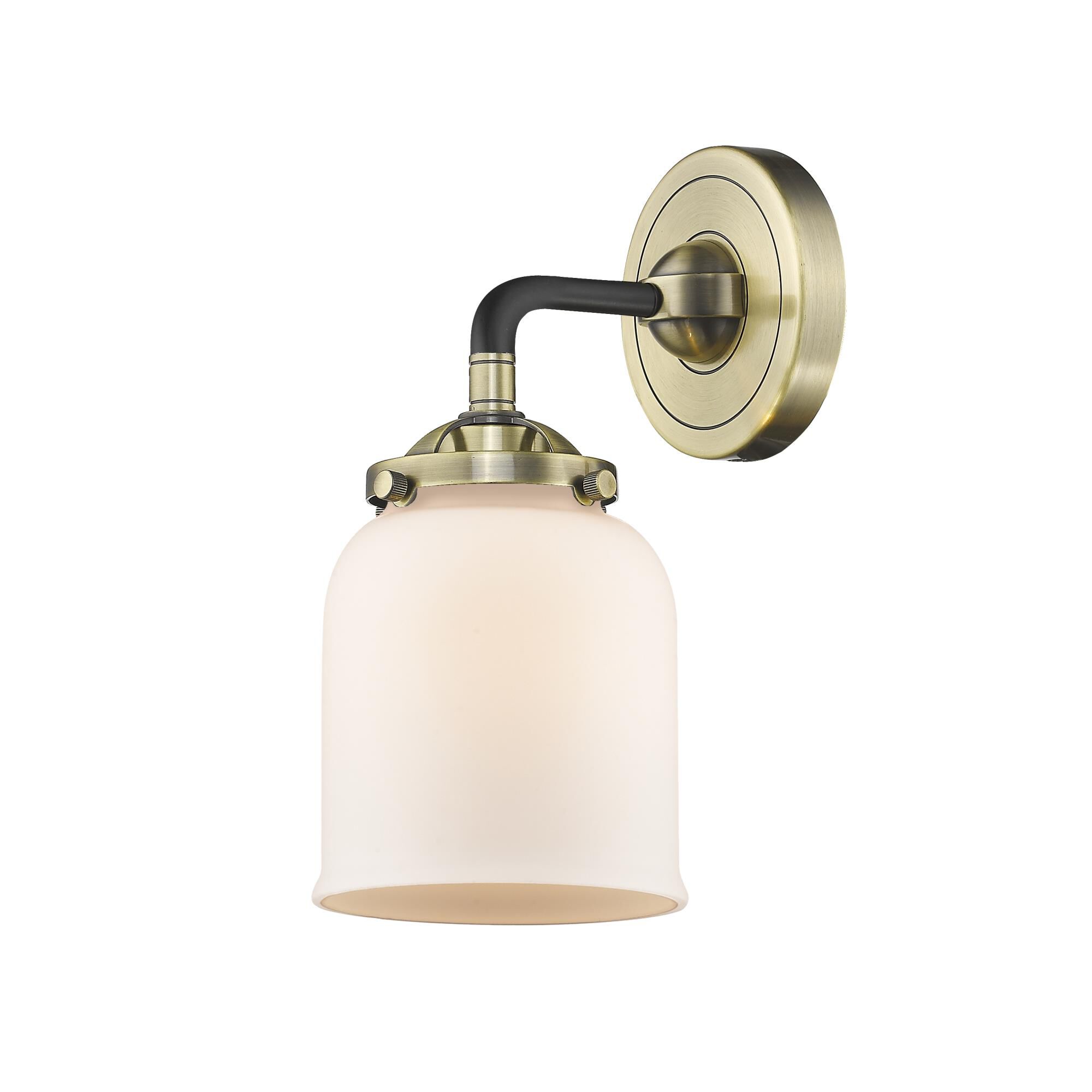 Shown in Black Antique Brass finish and Matte White Cased glass