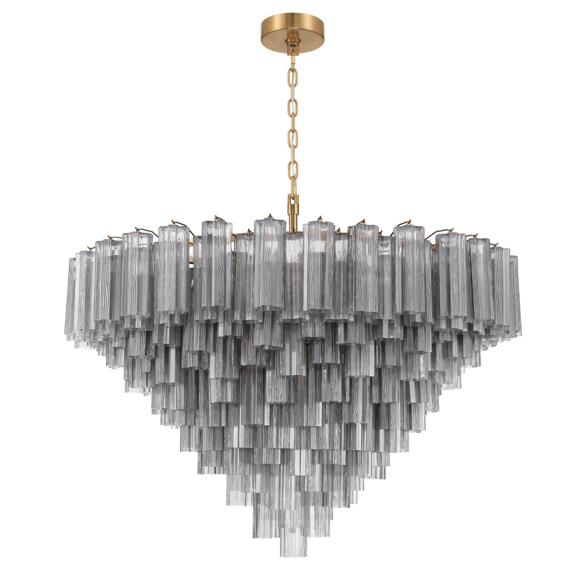Shown in Aged Brass finish and Tronchi Glass crystal